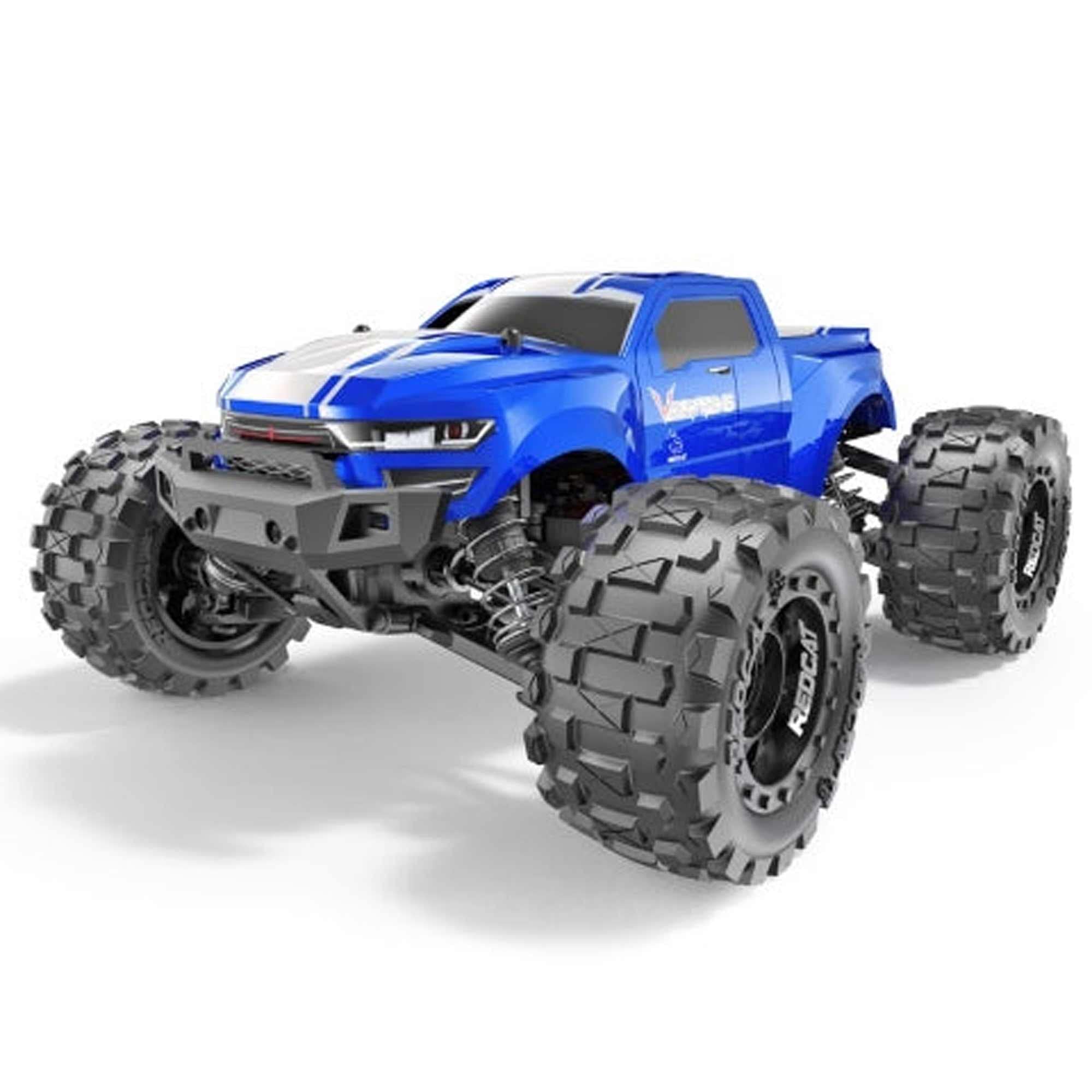 Redcat Racing Volcano-16 1/16 Scale 4WD Electric Monster Truck - Blue RC Car for Kids & Adults - Perfect for Off-Road Racing, Backyard Bashing & Stunt Driving