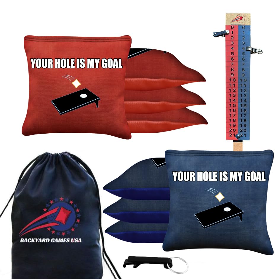 BackYardGamesUSA Professional Cornhole Bags Set of 8 - Regulation Tournament Slick & Stick Bean Bags for Outdoor Cornhole Games | Perfect for Backyard Parties, Tailgating & Family Gatherings