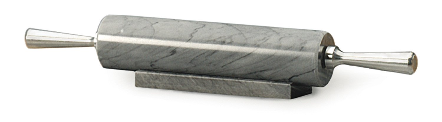 RSVP International 10-Inch Gray Marble Rolling Pin with Stand | Professional Baking Tool for Pastry, Fondant, Pie Crust, Cookies & Pasta | Keeps Dough Cold for Perfect Pizza, Biscuits & Pastries | Ideal for Home Bakers & Professional Kitchens