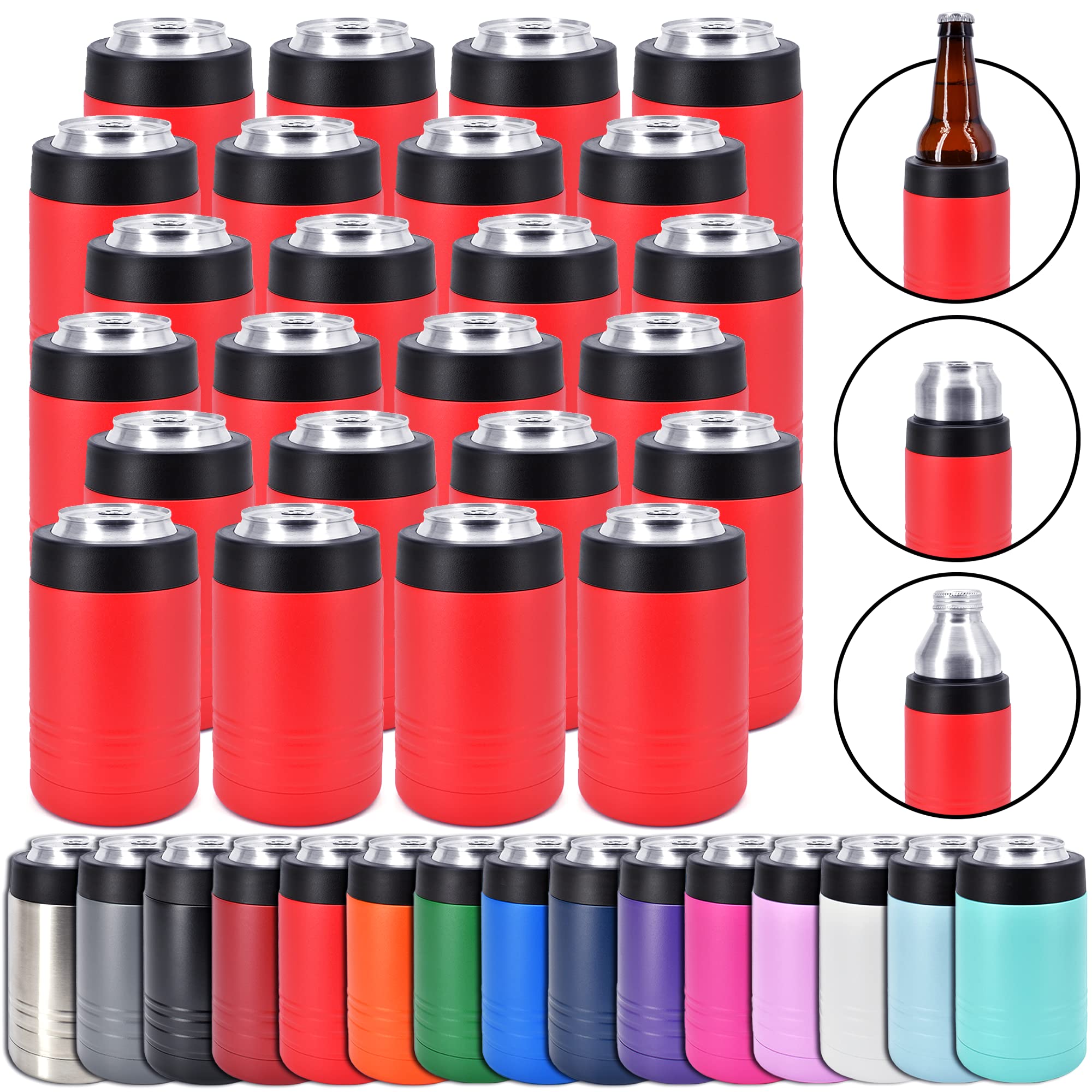 Clear Water Home Goods - 24-Pack 12 oz Stainless Steel Vacuum Insulated Tumblers with Double Wall Technology | Keeps Drinks Cold for 12+ Hours | Powder Coated Red | Perfect for Office, Gym, Picnics & Outdoor Activities