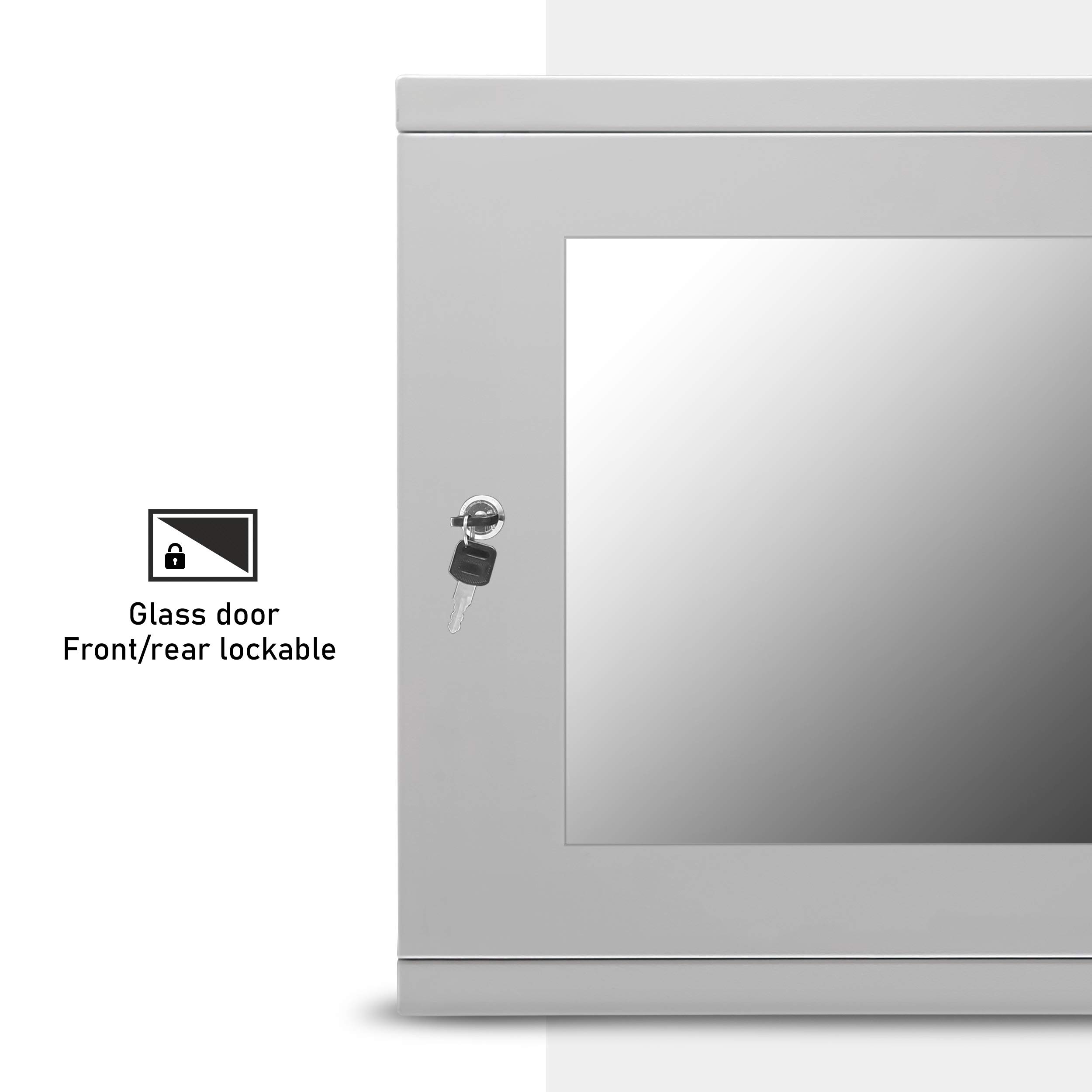 9U 550mm Deep Wall Mounted 19 Inch Server Rack Cabinet with Glass Door & Lock - Home Office & Server Room Network Equipment Storage for Computers, Routers & Switches | Durable & Secure Data Rack for IT & AV Installations