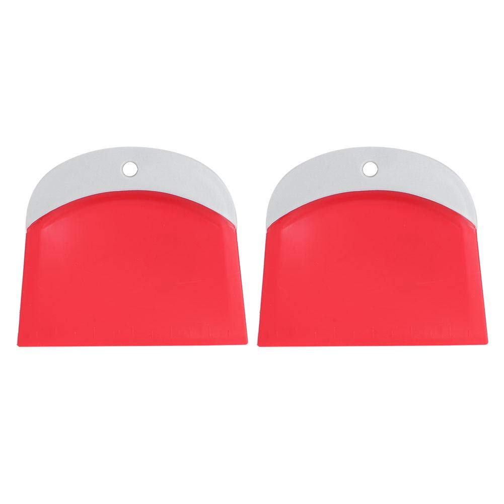 Non-Stick Cream Scraper 2PCS Plastic Spatula Dough Cutter - Arc Design Baking Pastry Tool for Home Kitchen Use - 12x10.5cm (Red) - Perfect for Cake Decorating, Cookie Dough, and Pastry Making
