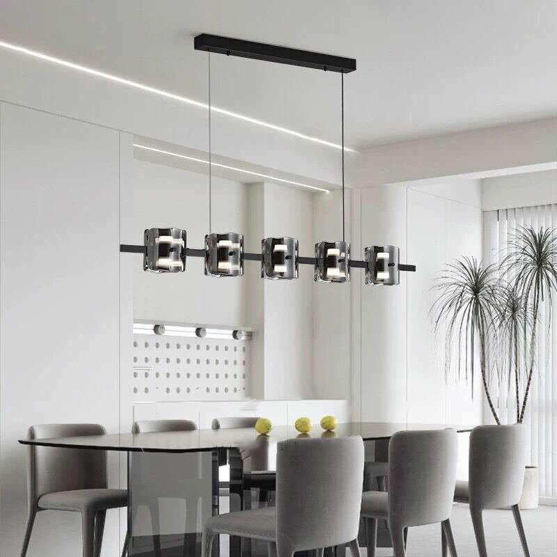 Modern Black Glass Pendant Light - Stylish Kitchen Island Lighting Fixture for Contemporary Dining Room & Bar Counter Decor