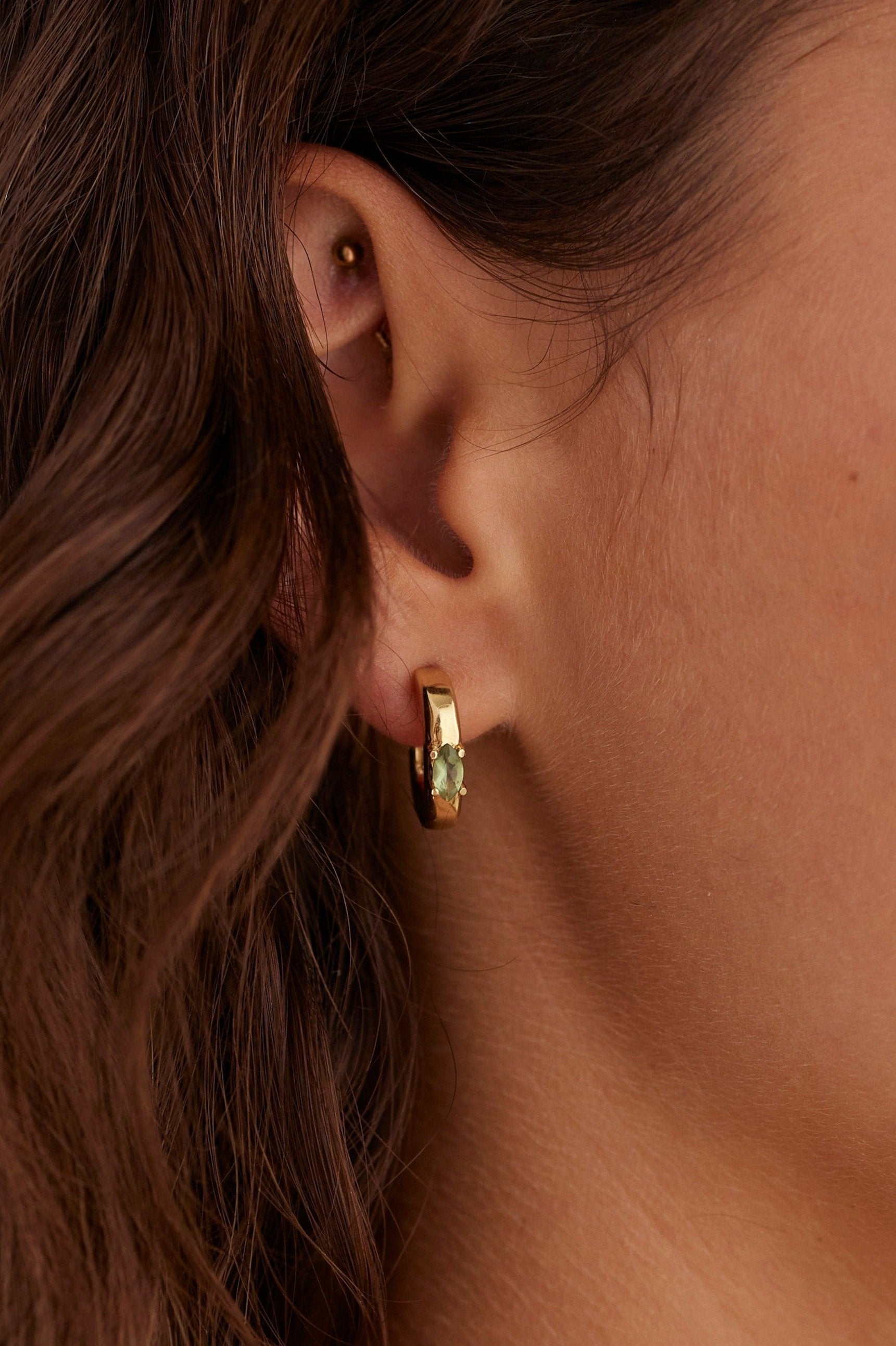 Elodie Apatite Gold Hoop Earrings for Women - Dainty Blue Gemstone Jewelry - Perfect for Everyday Wear, Office & Date Night