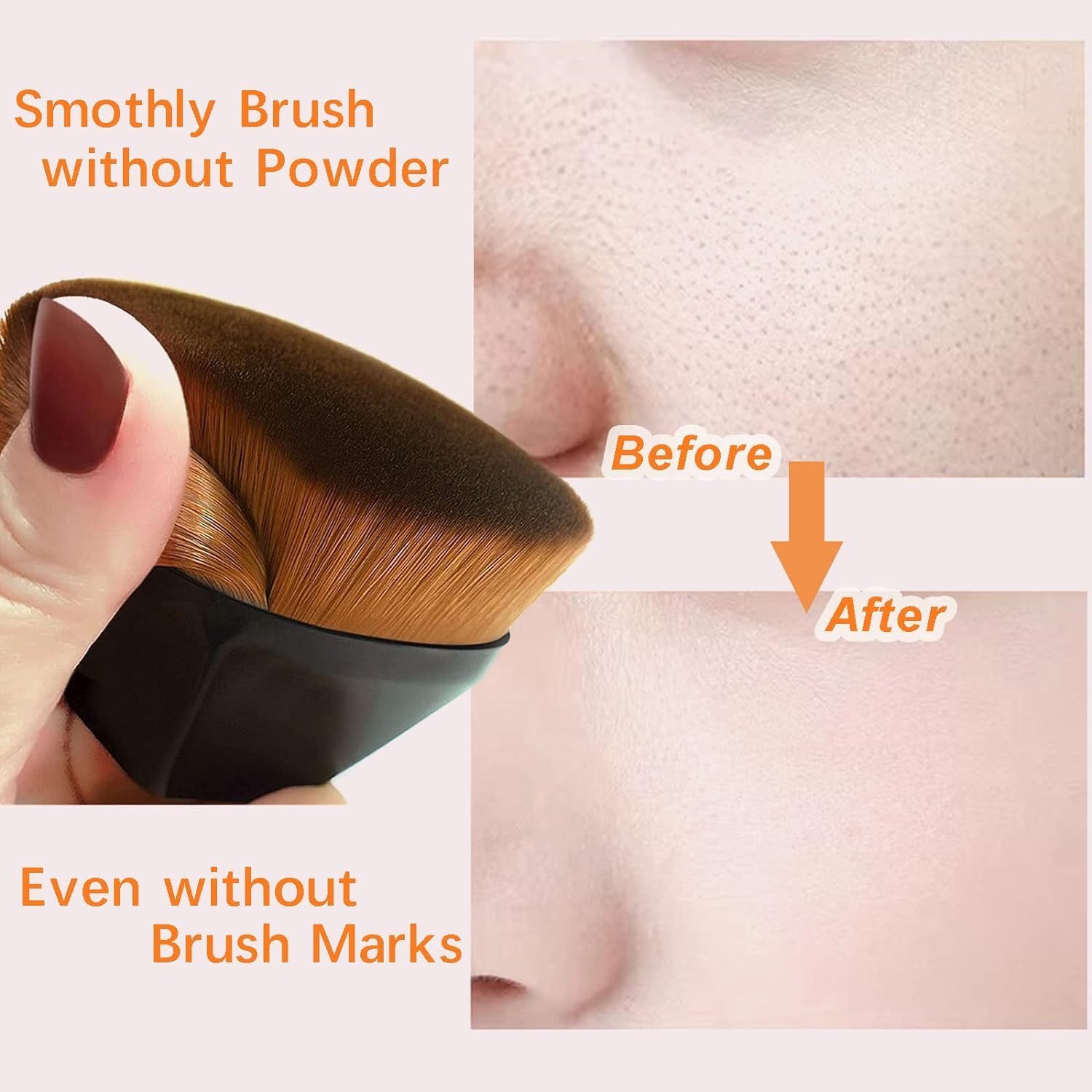 FASTMART Kabuki Makeup Brush - Hexagon Foundation Brush for Liquid, Cream & Powder Cosmetics | Blending Face, Blush & Contour | Perfect for Everyday Makeup & Professional Use (Black)