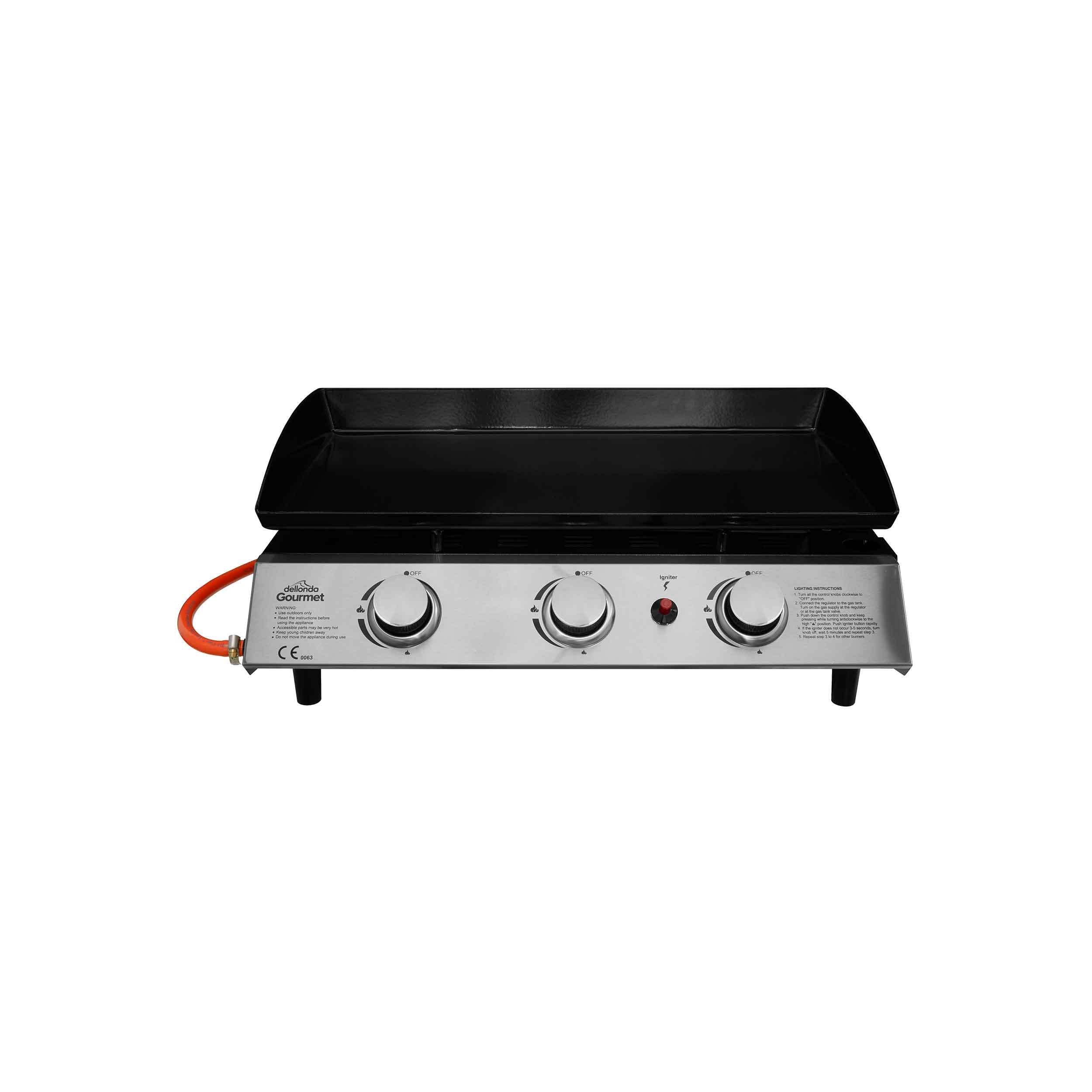 3 Burner Portable Gas Griddle 7.5kW BBQ Grill with Stainless Steel Surface - Perfect for Outdoor Cooking, Camping, and Backyard Parties | DG22
