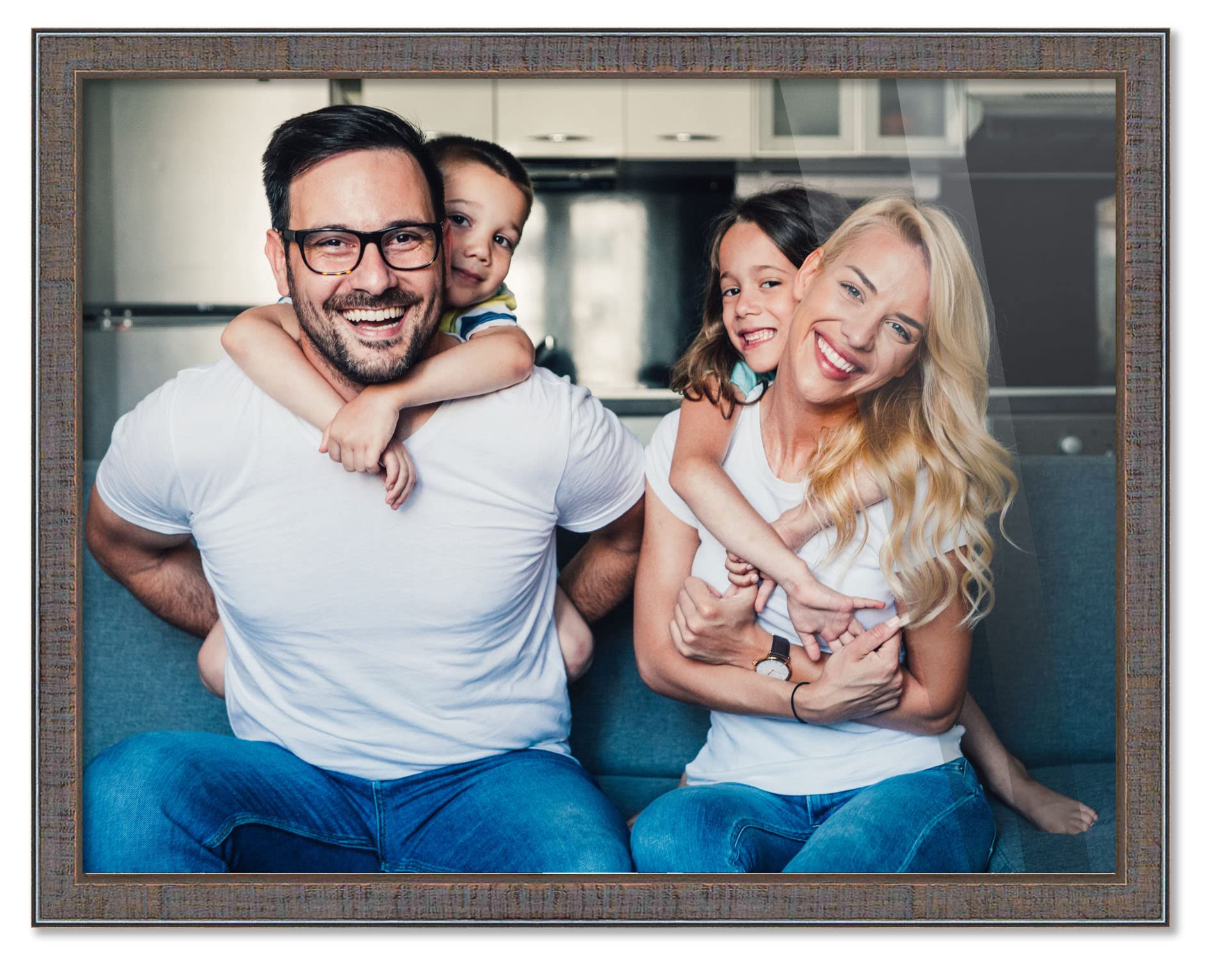 14x36 Modern Pewter Picture Frame - Shatterproof UV Acrylic Front & Acid-Free Backing - Wood Wall Photo Frame for Family Portraits, Living Room Decor, Wedding Photos & Office Display