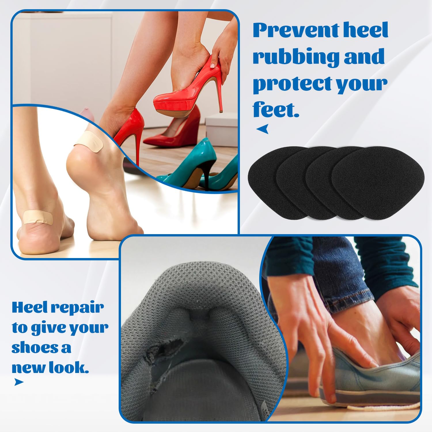 UTXN 8-Piece Shoe Repair Patches for Holes - Self-Adhesive Coach Heel Repair Patches (Black & White) - Durable Leather Shoe Fixing Kit for Sneakers, Boots & Dress Shoes - Perfect for Home, Office & Travel Use