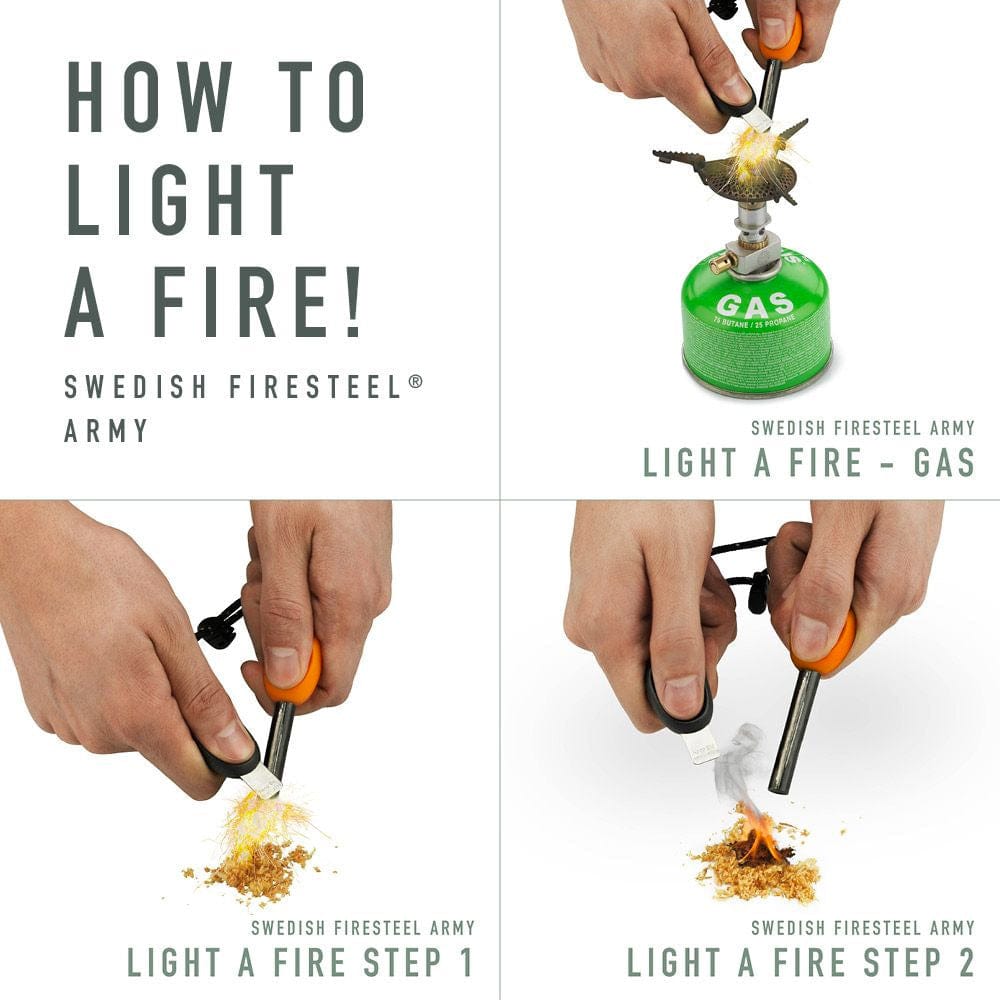 Light My Fire Firesteel Army - Slate Black Survival Fire Starter (12,000 Strikes) | Emergency Fire Making Tool for Camping, Hiking & Outdoor Adventures