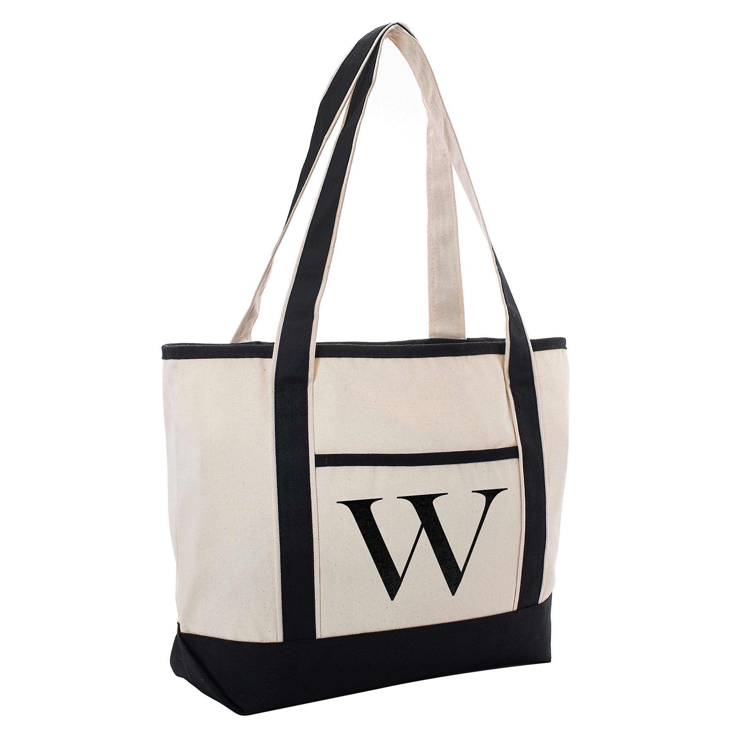 Personalized Black Linen Canvas Tote Bag with Monogram - Stylish & Durable for Beach, Gym, Yoga, Work & Vacation - Perfect Gift for Women & Men