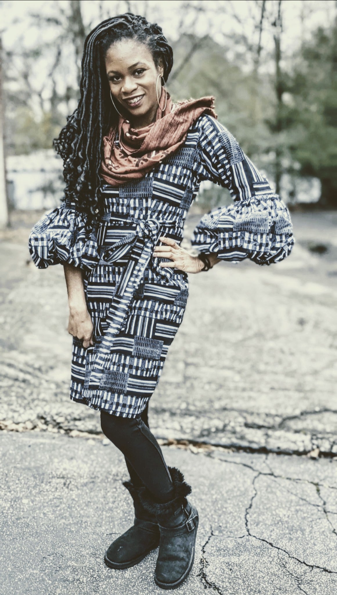 Emma Black White Kente African Print Wrap Dress DPB0795PT - Stylish Summer Casual Wear for Women, Perfect for Beach Vacations, Parties and Cultural Events