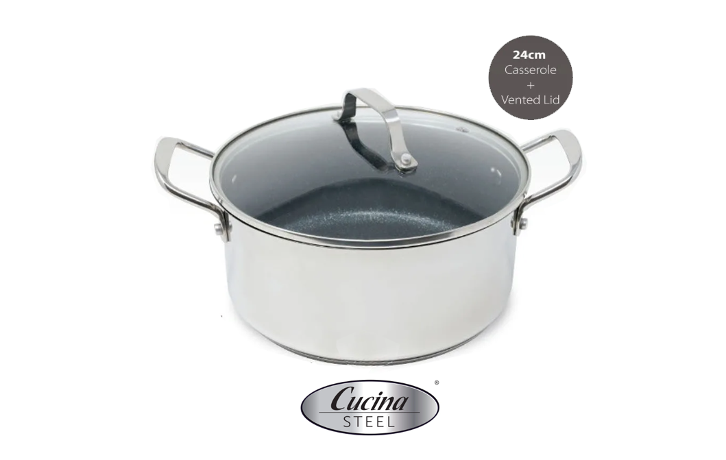 Premium Cucina Steel 4-Piece Nonstick Cookware Set - Pots & Pans for Frying, Boiling & Sauteing | Perfect for Home Kitchen & Professional Cooking