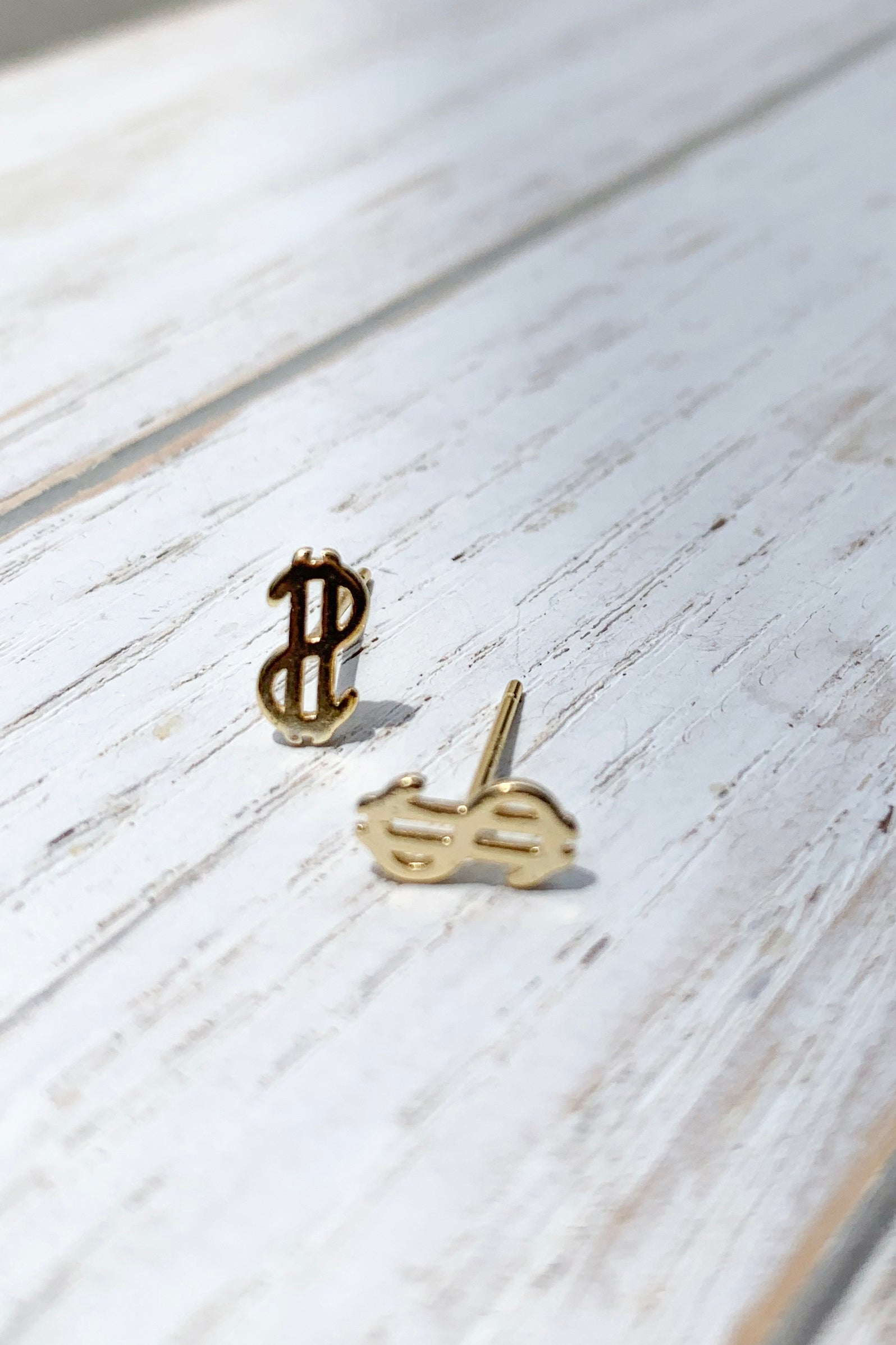 14K Gold Plated US Dollar Sign Tiny Earrings – Elegant Bridal Party Gifts for Women, Wedding Favors, Birthday Presents & Everyday Jewelry