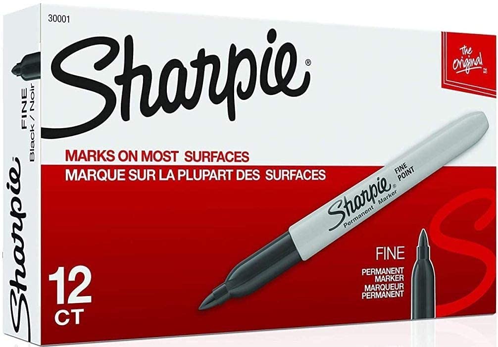 Permanent Marker Fine Point - Black, Fade-Resistant & Waterproof Ink - 12 Pack for Office, School & Art Projects