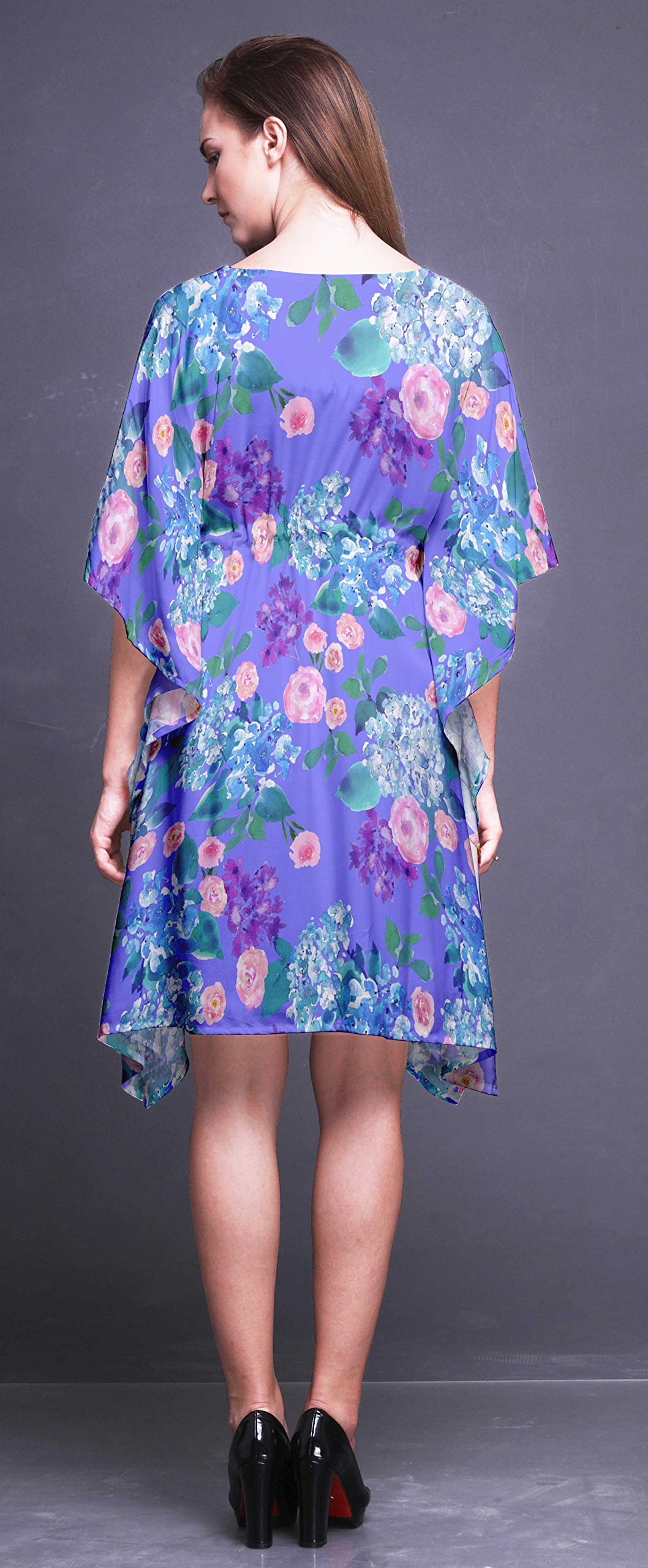 Bimba Women's Short Caftan Midi Dress - Beach Cover Up, Swimwear Wrap, Boho Summer Dress for Pool, Vacation & Resort Wear