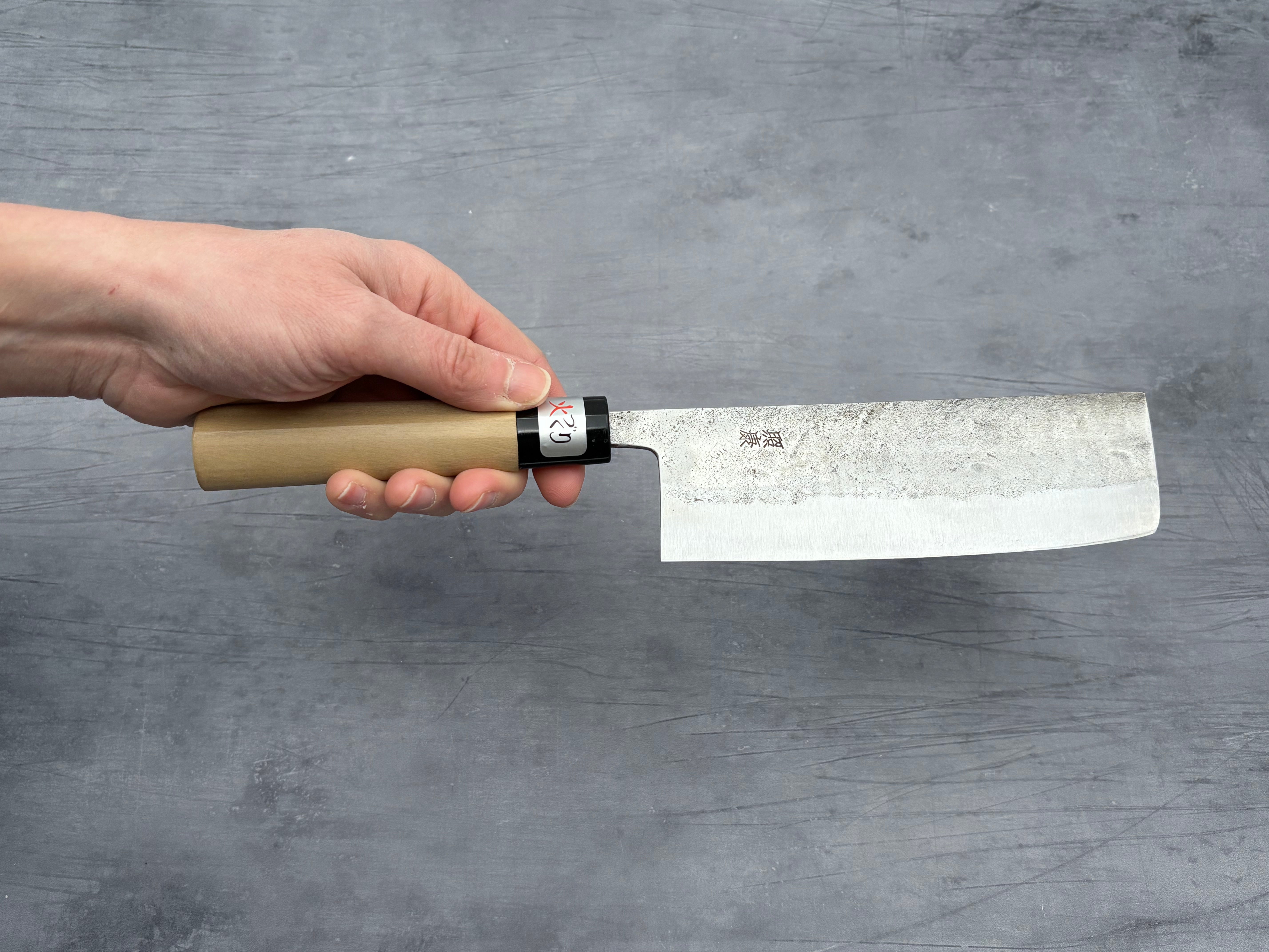 Premium Fujiwara Nashiji Shirogami #1 Nakiri Knife - Japanese Vegetable Cleaver with Rust-Resistant Cladding - Perfect for Slicing, Dicing & Chopping Vegetables in Professional Kitchens & Home Cooking