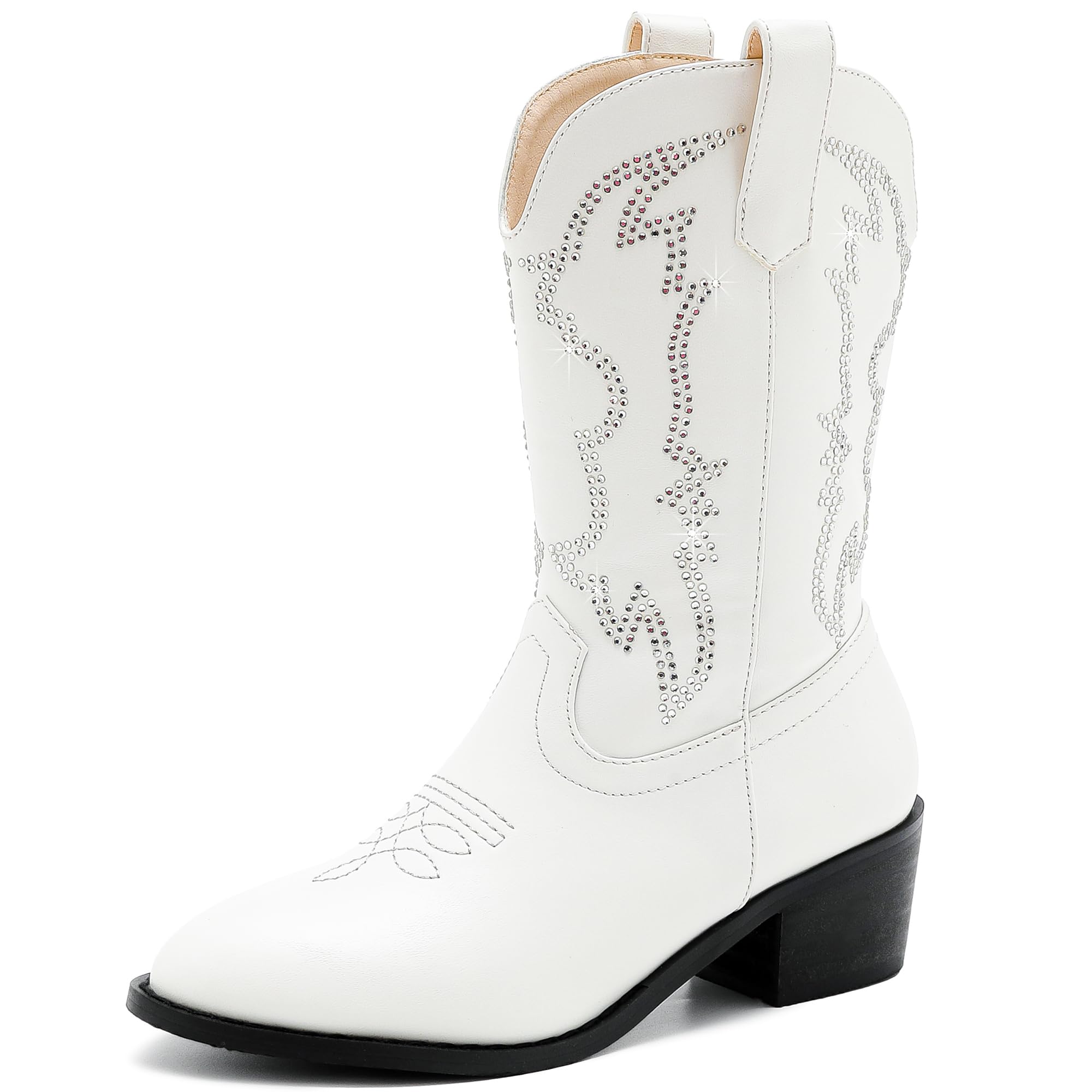 Girls Western Cowboy Boots - Pull On Cowgirl Boots with Pointed Toe for Little & Big Kids | Perfect for Rodeo, Country Dance & Western Fashion Outfits