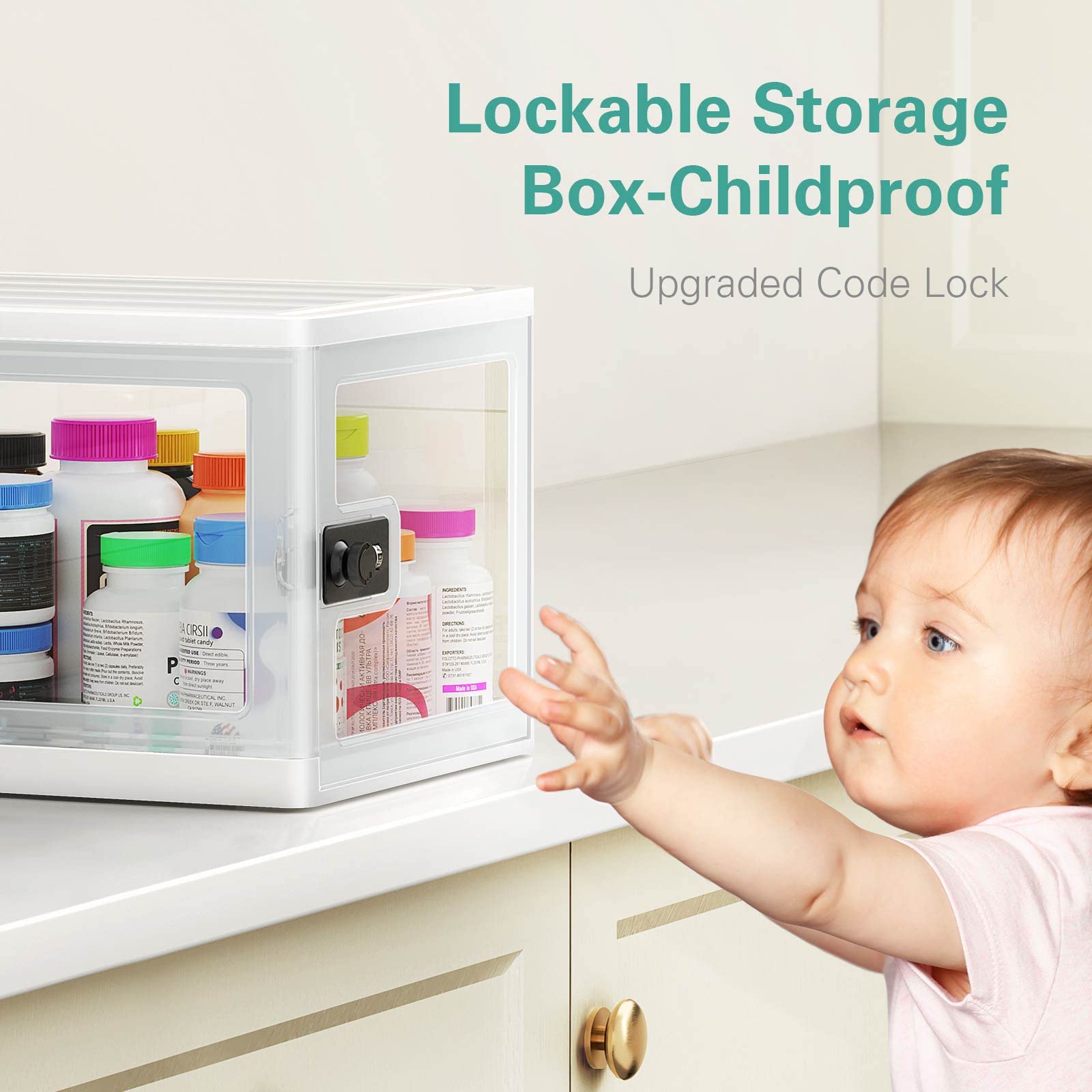 DEPAD Lockable Medicine Storage Box - Secure Safe Box for Medications & Personal Items with Key Lock - Ideal for Home, Office, and Refrigerator Use