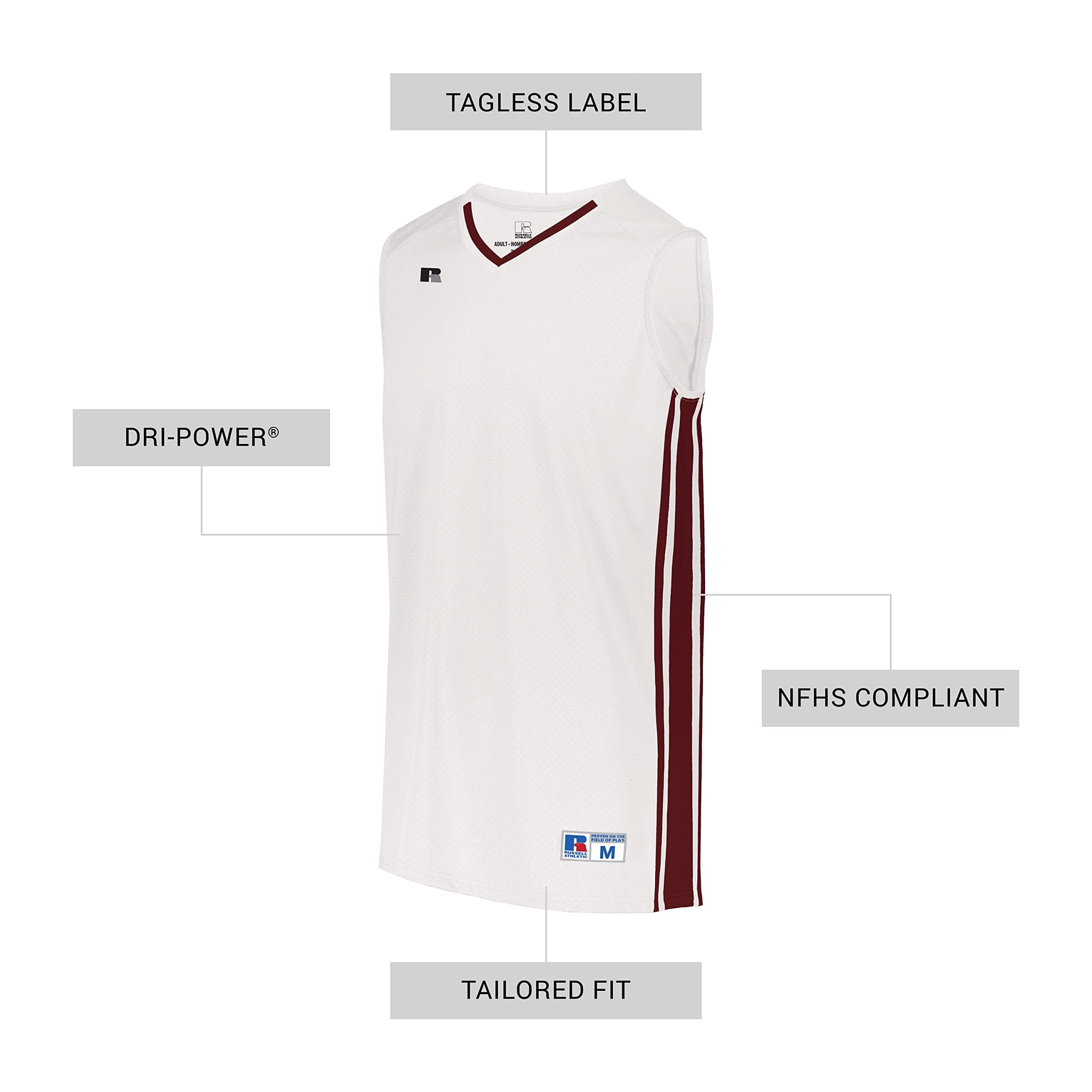 Russell Athletic Men's Legacy Basketball Jersey - Breathable Mesh Performance Jersey for Basketball, Sports & Casual Wear - Perfect for Games, Practice, and Fan Apparel