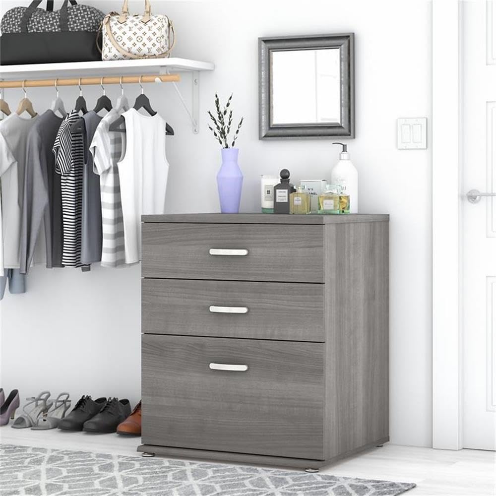 Bush Business Furniture Universal Closet Organizer with Drawers - Platinum Gray Storage System for Home & Office Organization | Perfect for Bedrooms, Walk-in Closets & Office Storage