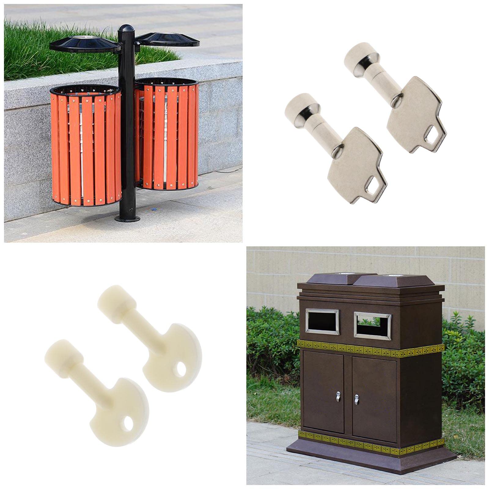 4PCS Triangle Key Trash Can Bin Metal Key Plastic Key Accessories for 70L Outdoor Peel Trash Can - Triangle Side Length 7-9mm - Perfect for Camping, Picnics & Outdoor Waste Management
