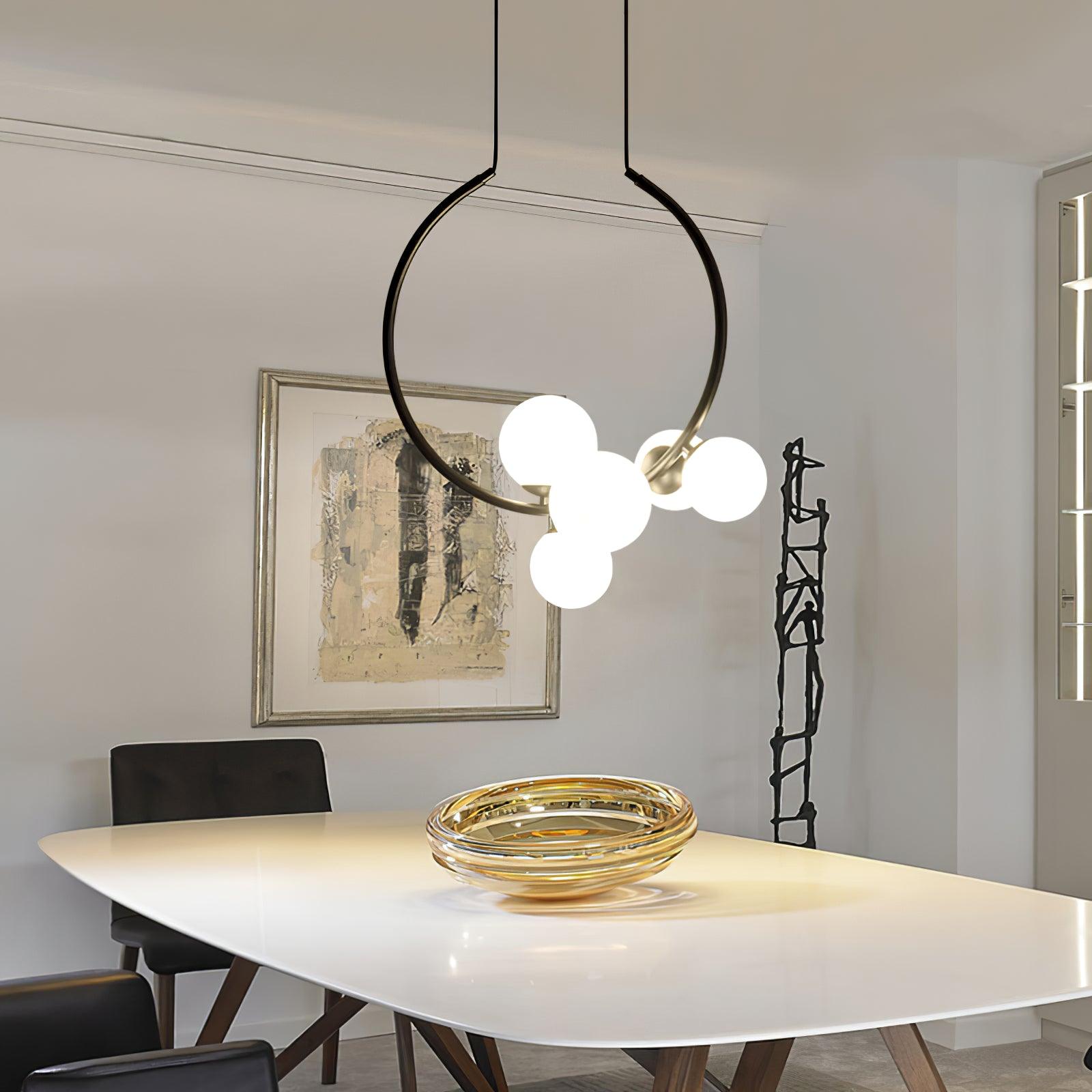 Modern Glass Bubble Pendant Light - Elegant Hanging Chandelier for Dining Room, Kitchen Island & Bedroom Decor - Dimmable LED Lighting Fixture