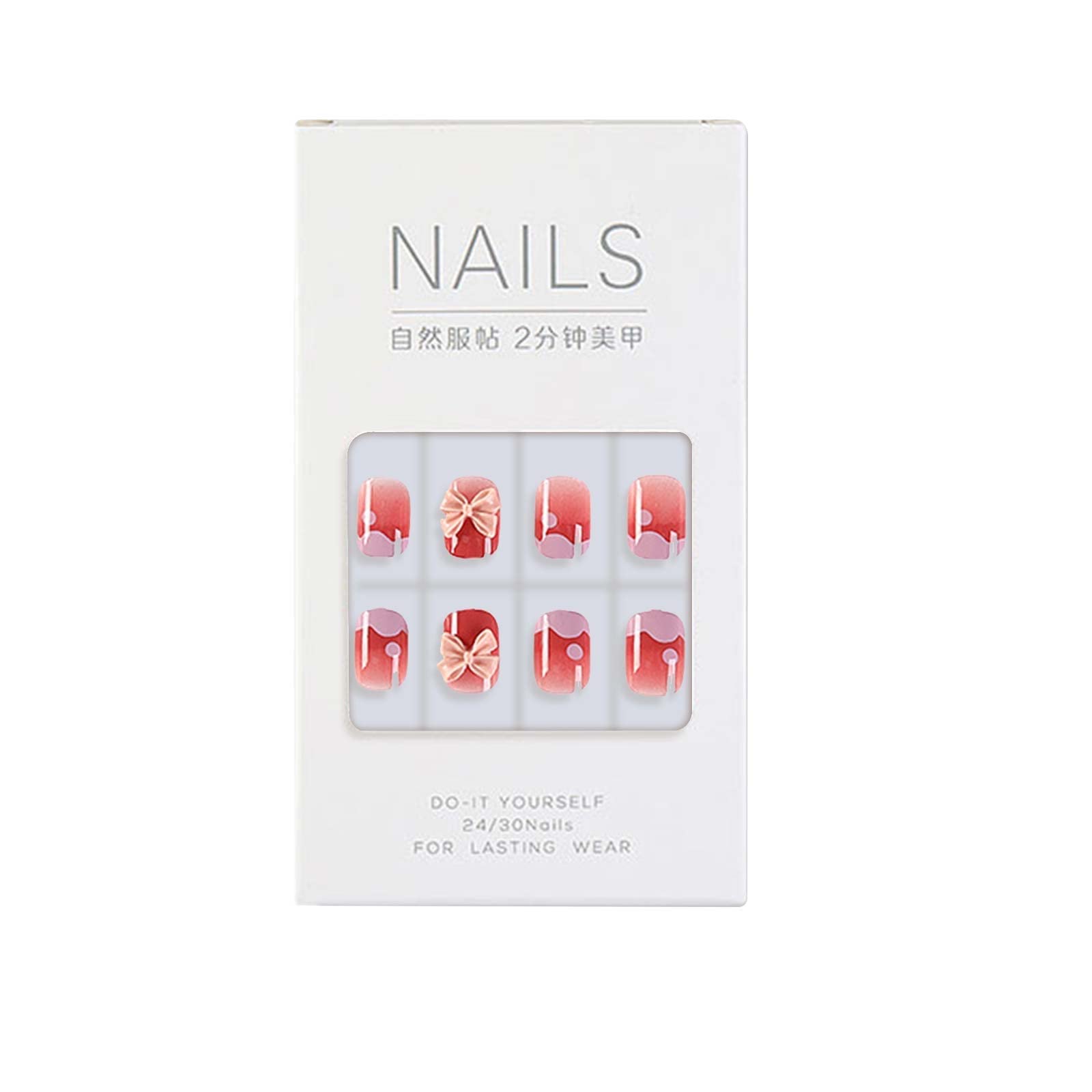 PUTEARDAT 24PCS Acrylic Fake Nails Set with Glue - Full Cover Press on Nails for Women, French Tip Design, Easy to Apply at Home, Perfect for Parties, Weddings & Daily Wear (One Size)