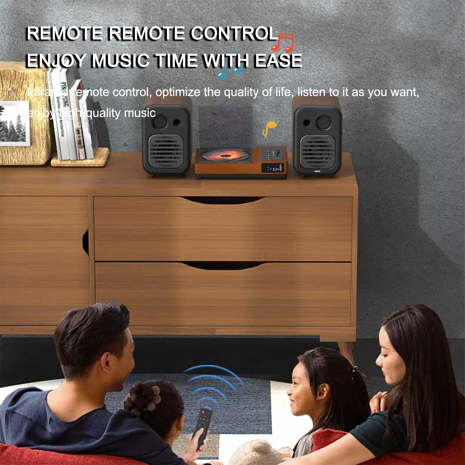 Vintage Bluetooth 5.2 CD Player with Adjustable Bass, Built-in Rechargeable Battery & IR Remote Control - Portable CD Player for Home, Car and Office Use