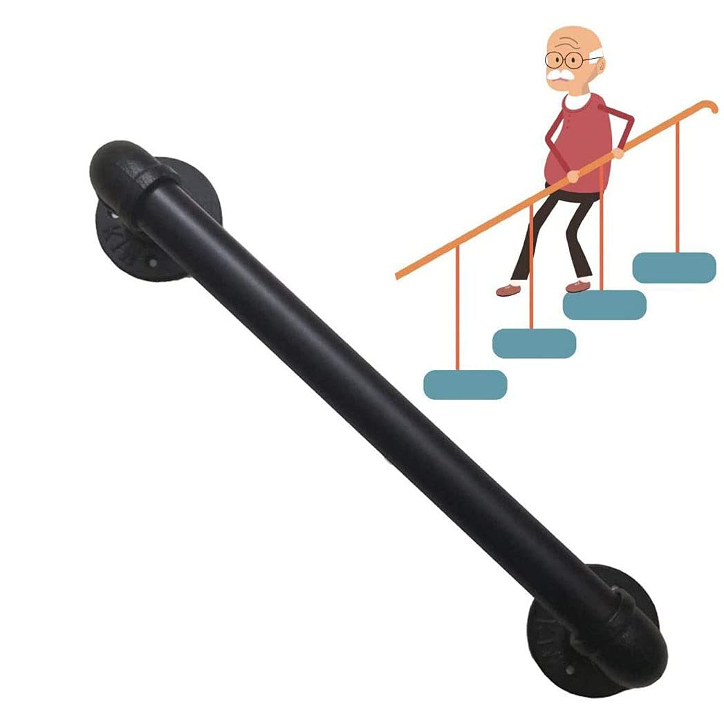 17ft Industrial Style Galvanized Iron Forged Stair Railing - Anti-Slip Interior Handrail for Garden, Bar, Stairs - Perfect for Home, Office & Commercial Spaces