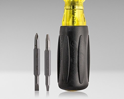 Jonard Tools SD-1223 Multi-Bit 6-in-1 Robertson Screwdriver with Comfort Grip, 7.5