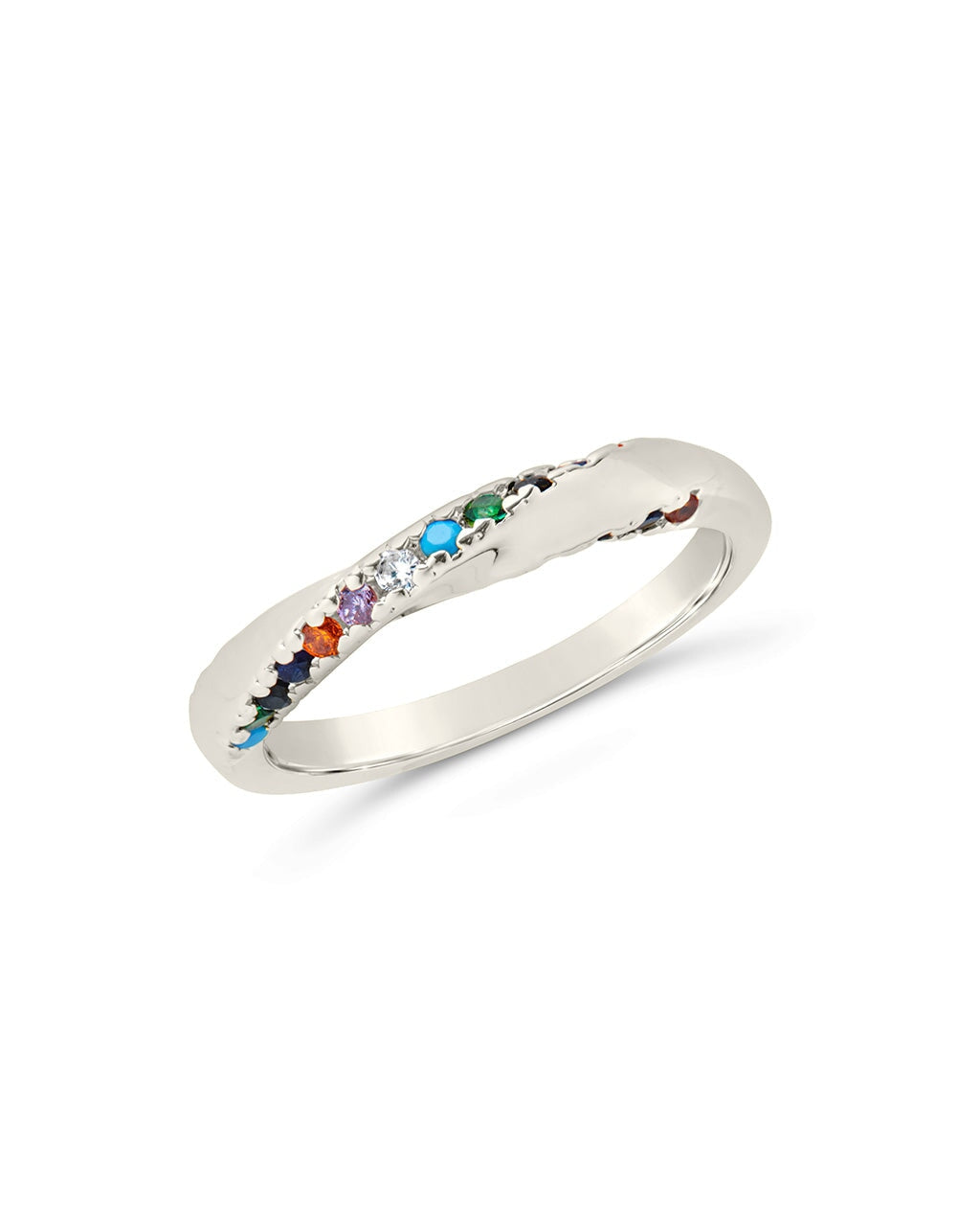 Senta Rainbow CZ Twist Ring - Elegant Cubic Zirconia Fashion Jewelry for Women, Perfect for Parties, Weddings & Daily Wear