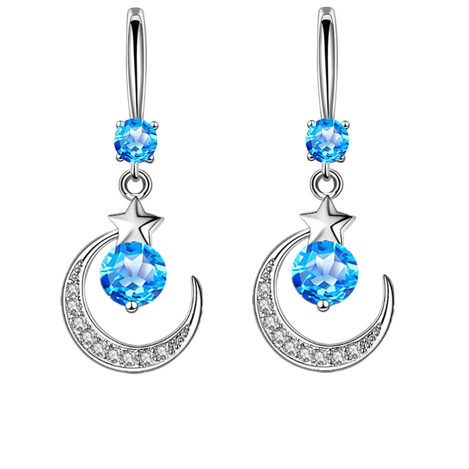 Diamond Stud Earrings for Women - Elegant Moon Design with Sparkling Stones | Perfect for Parties, Weddings & Special Occasions