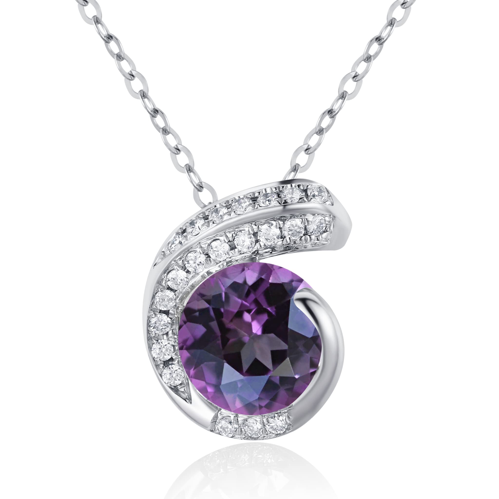 Elegant Purple Sapphire Diamond Necklace with Chain - Dainty Layering Minimalist Gold Pendant - September Birthstone Jewelry for Women | Perfect for Everyday Wear, Gift Giving & Special Occasions