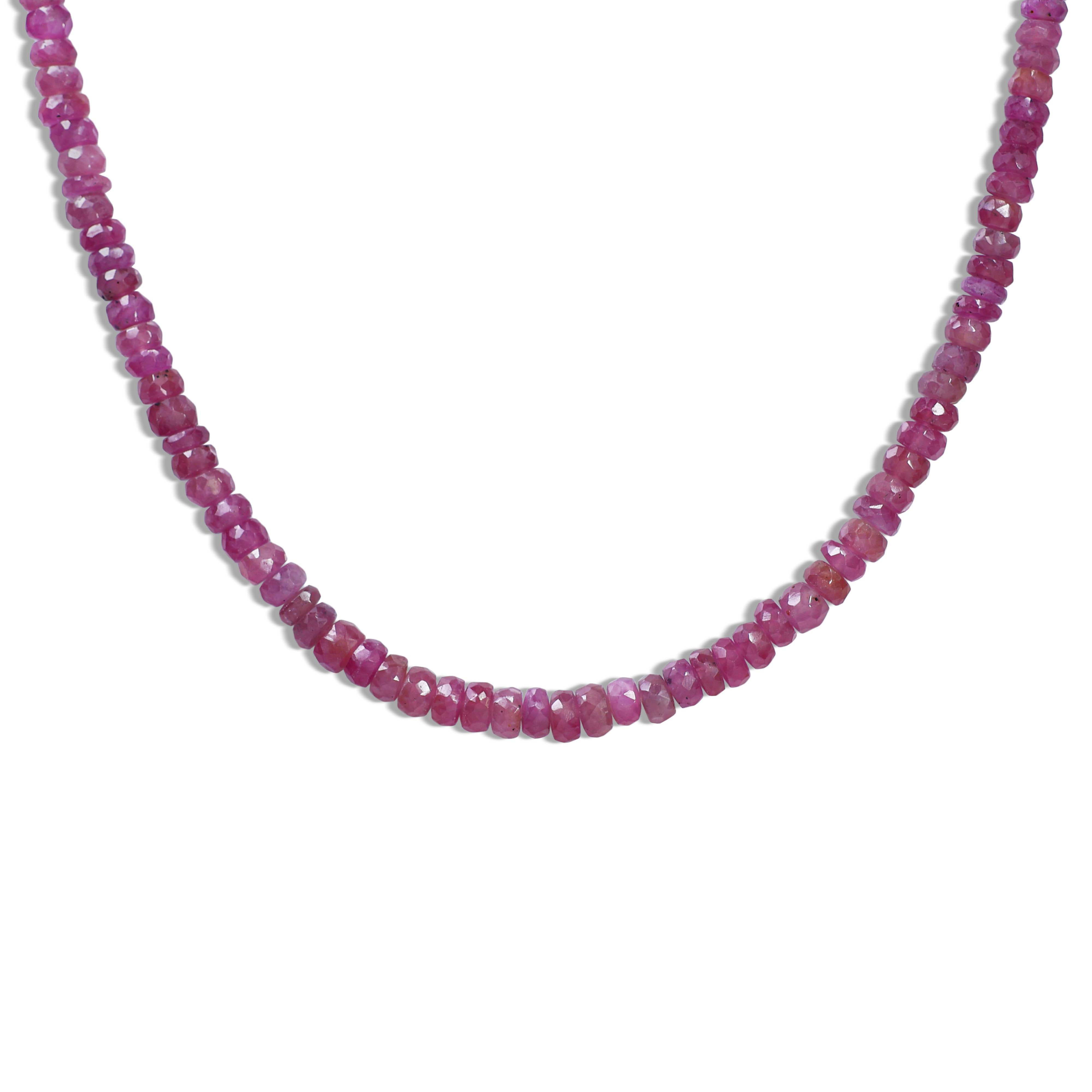 Natural Ruby Beaded Necklace - Elegant Valentine's Day Gift for Her, Anniversary Present, Birthstone Jewelry | Perfect for Romantic Dates, Weddings & Special Occasions