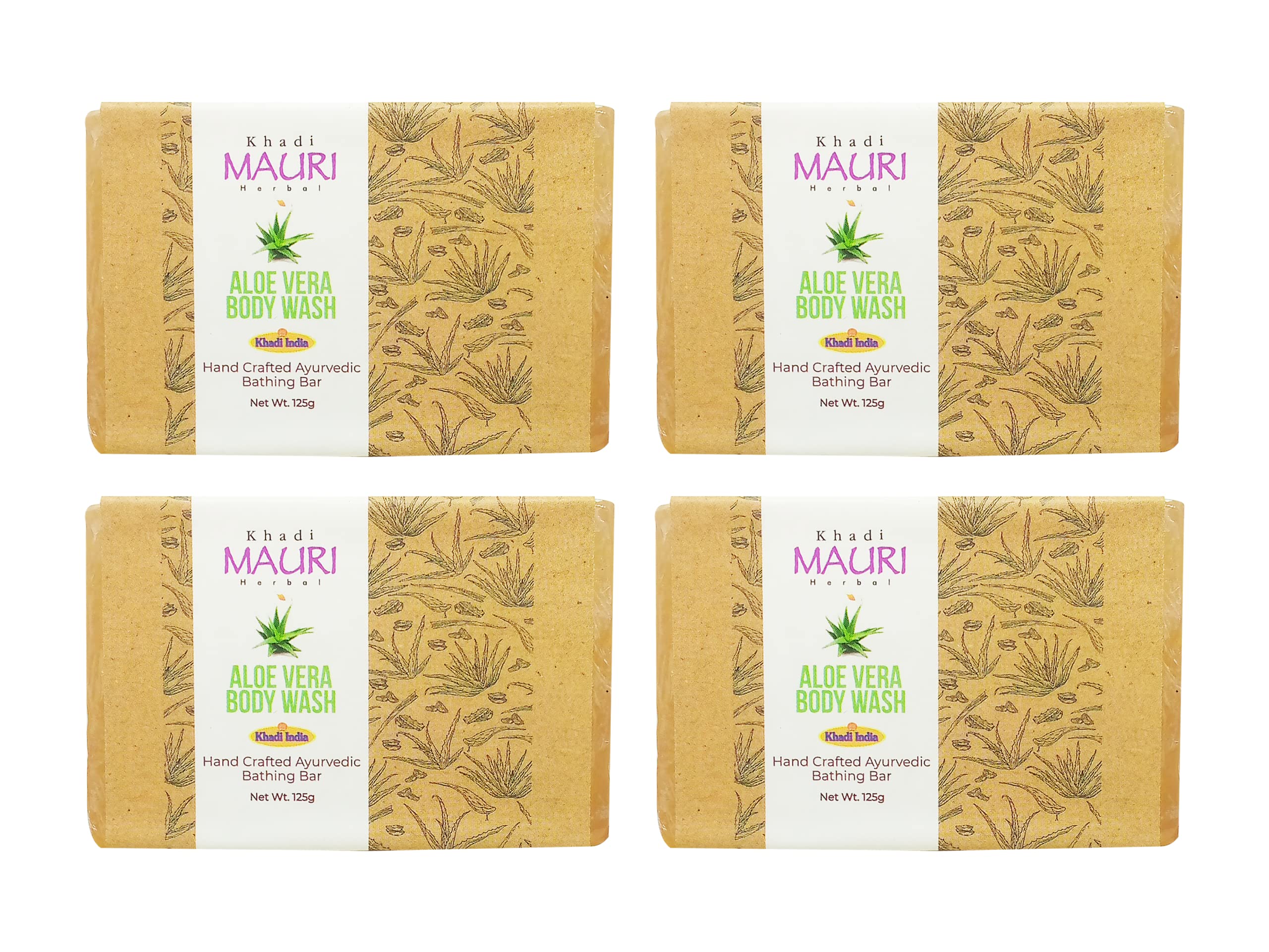 Khadi Mauri Aloe Vera Soap - 4 Pack (500g) for Glowing Skin & Acne Treatment | Natural Ayurvedic Cleanser for Face & Body | Perfect for Sensitive Skin & Daily Use