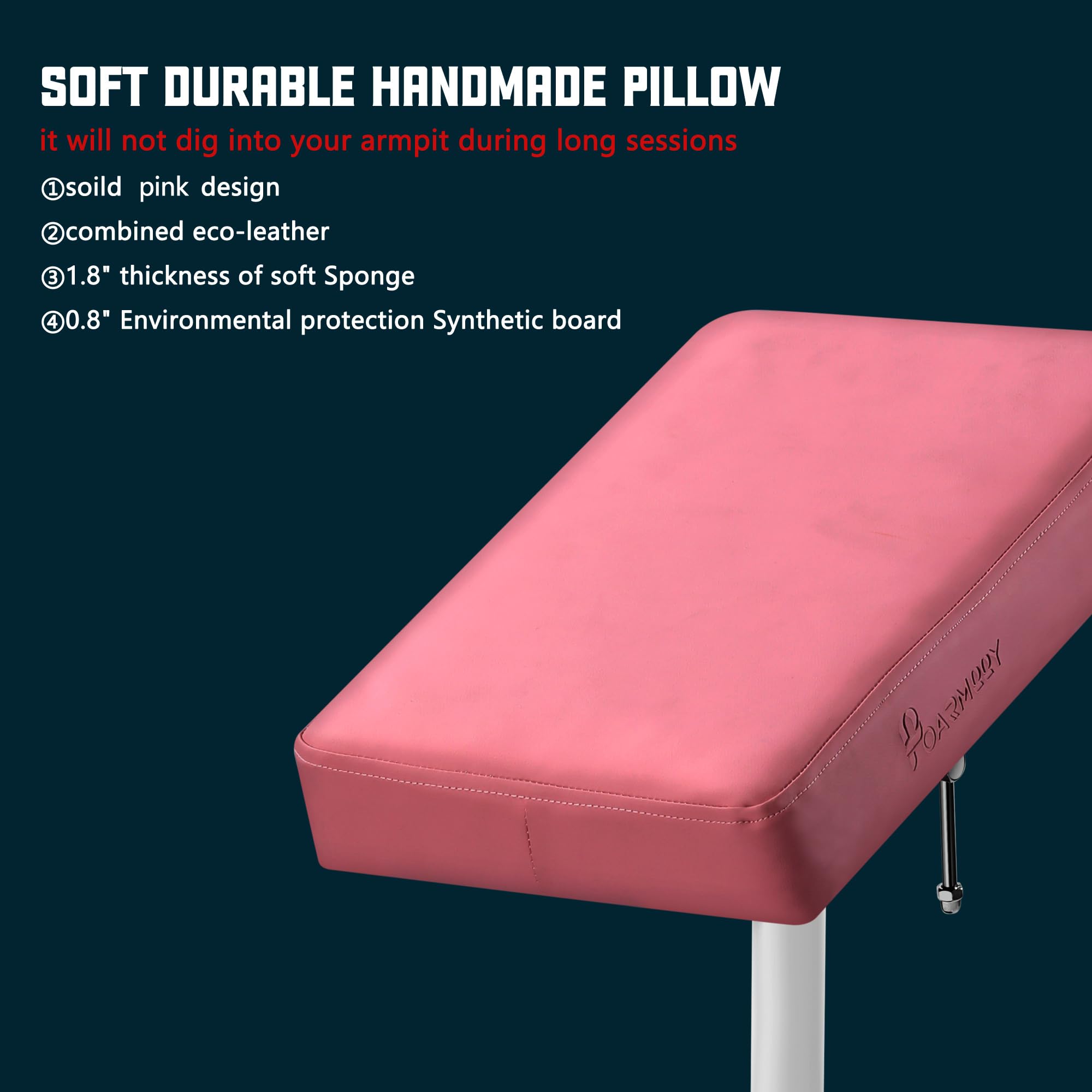 POARMEEY Adjustable Height Tattoo Armrest Stand with Large Pink Thickened Pad & Heart-Shaped Non-Slip Base - Professional Tattoo Artist Support for Arm, Leg & Body Positioning (Ideal for Tattoo Studios & Home Use)