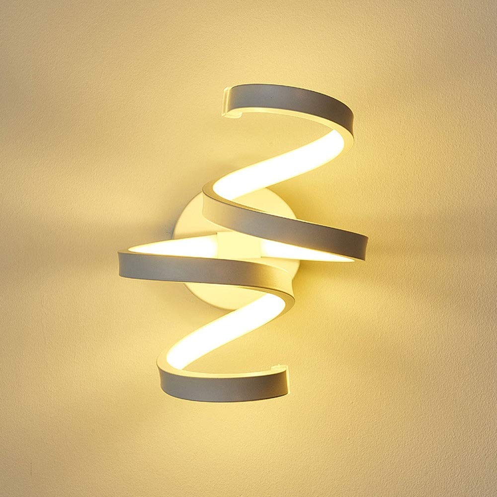 Modern LED Wall Lamp Spiral Aluminum Sconce - 24W Tri-Tone Adjustable Light (3000K) for Bedroom, Living Room, Study, Cafe & Corridor - Energy-Efficient Indoor Reading Light (Size A)