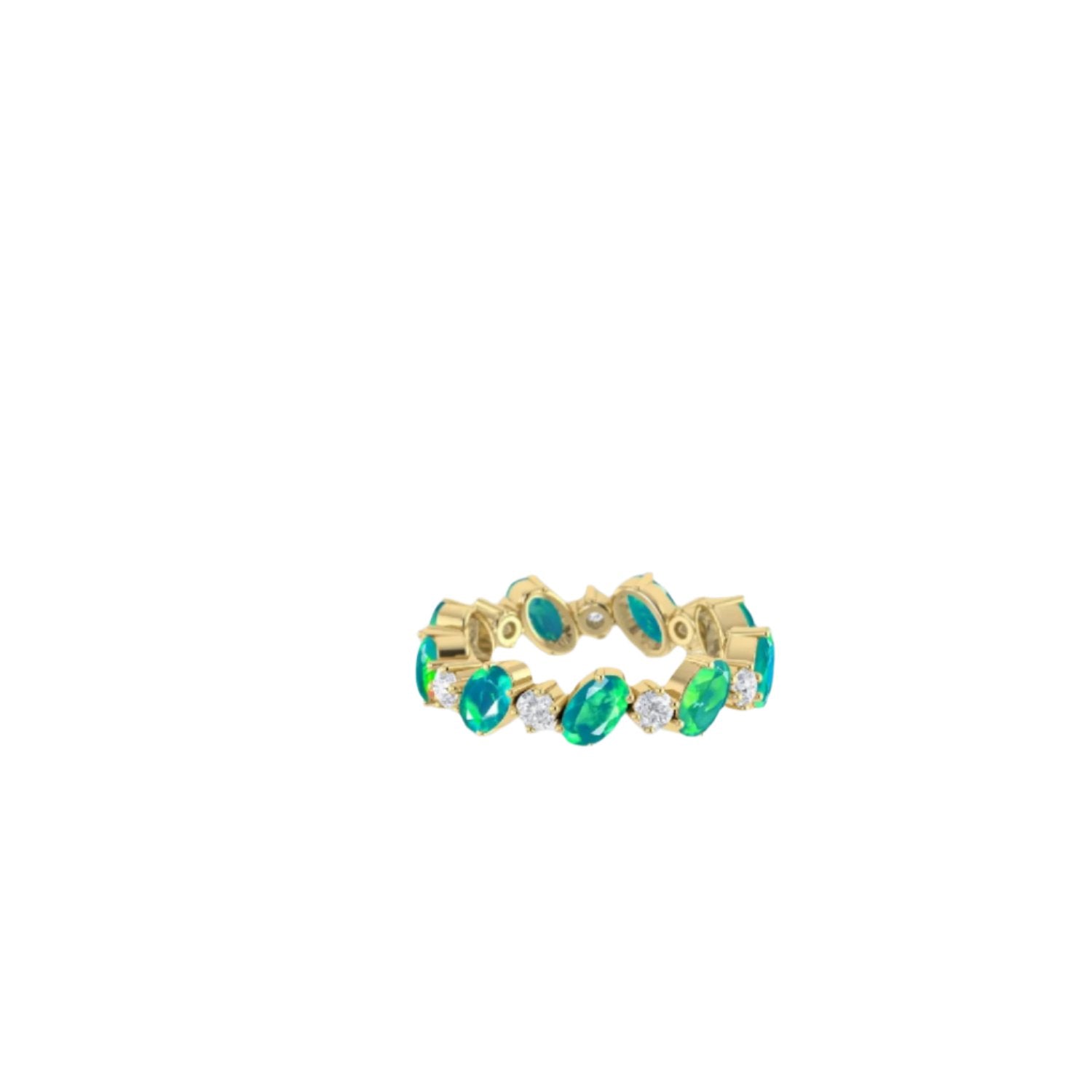 Green Fire Oval Faceted Opal Ring for Women - Elegant Sterling Silver Jewelry Gift for Her - Perfect for Weddings, Anniversaries & Special Occasions