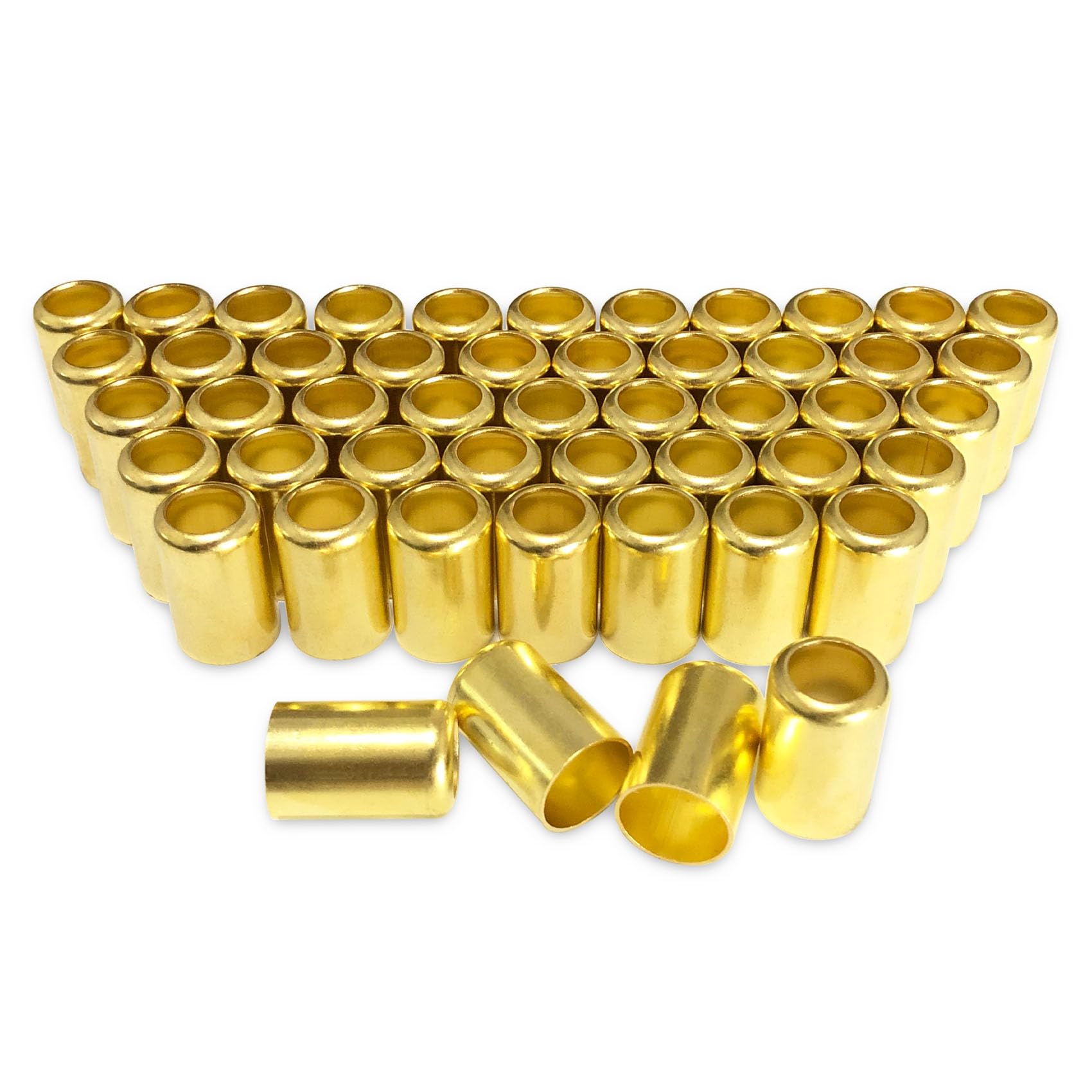 50PCS 7327 Brass Hose Ferrules, 0.625in ID x 1in Long Air Hose Repair Fittings for Torch, Acetylene & Hydraulic Hoses - Compatible with Hose Crimper Tool Kit - Perfect for Industrial, Automotive & Plumbing Applications