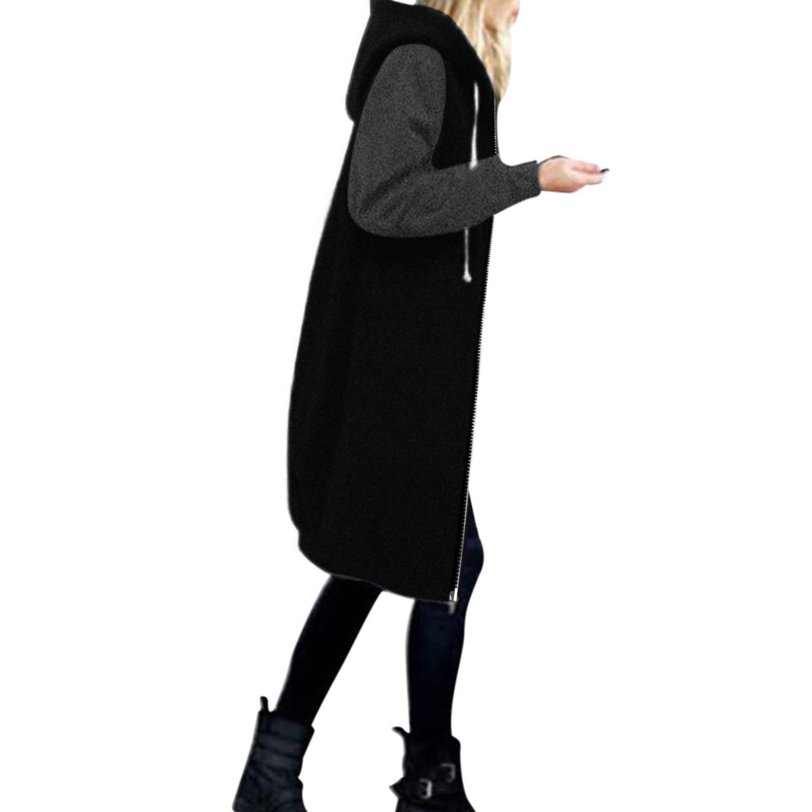 Women's Winter Jacket - Warm Long Wool Coat with Zipper & Hood for Cold Weather | Cozy Outerwear for Snow, Travel & Everyday Wear