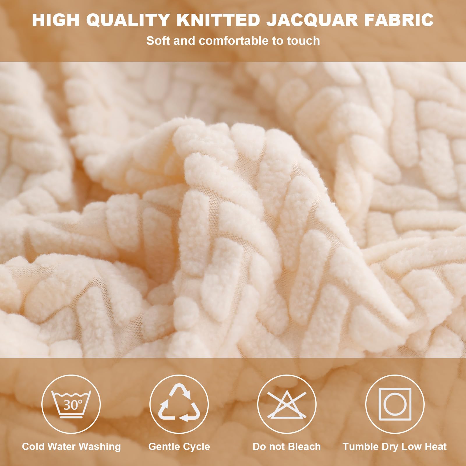 Stretch Universal Sofa Cover - Anti-Slip Elastic Couch Slipcover for Sectional, L-Shape & Chaise Lounge - Furniture Protector (Beige) | Perfect for Living Room, Family Room & Home Decor Protection