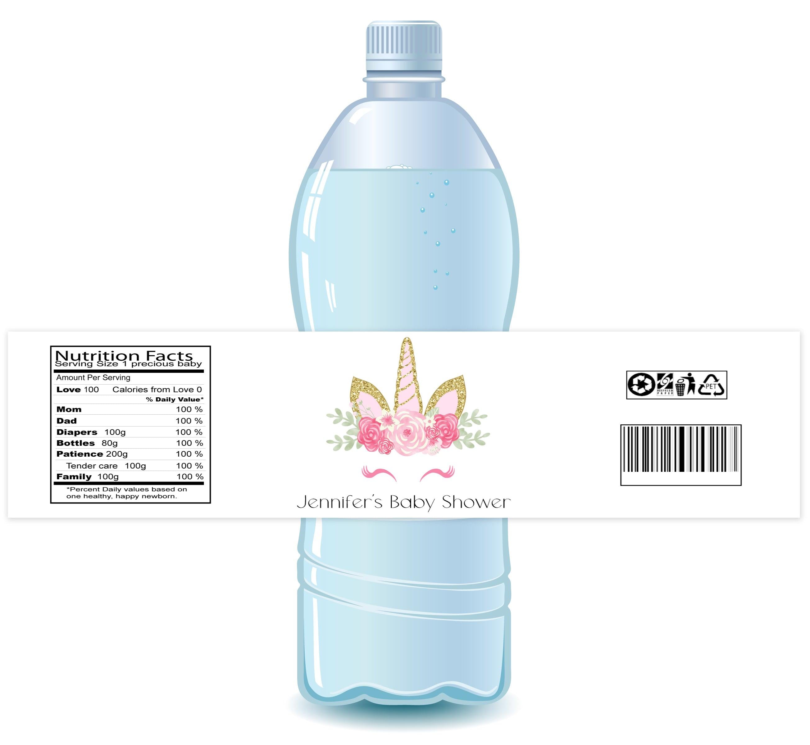 Personalized Unicorn Baby Shower Water Bottle Labels - Adhesive Stickers for Gender Reveal Party Decorations - Perfect for Baby Showers, Birthday Parties & Special Events