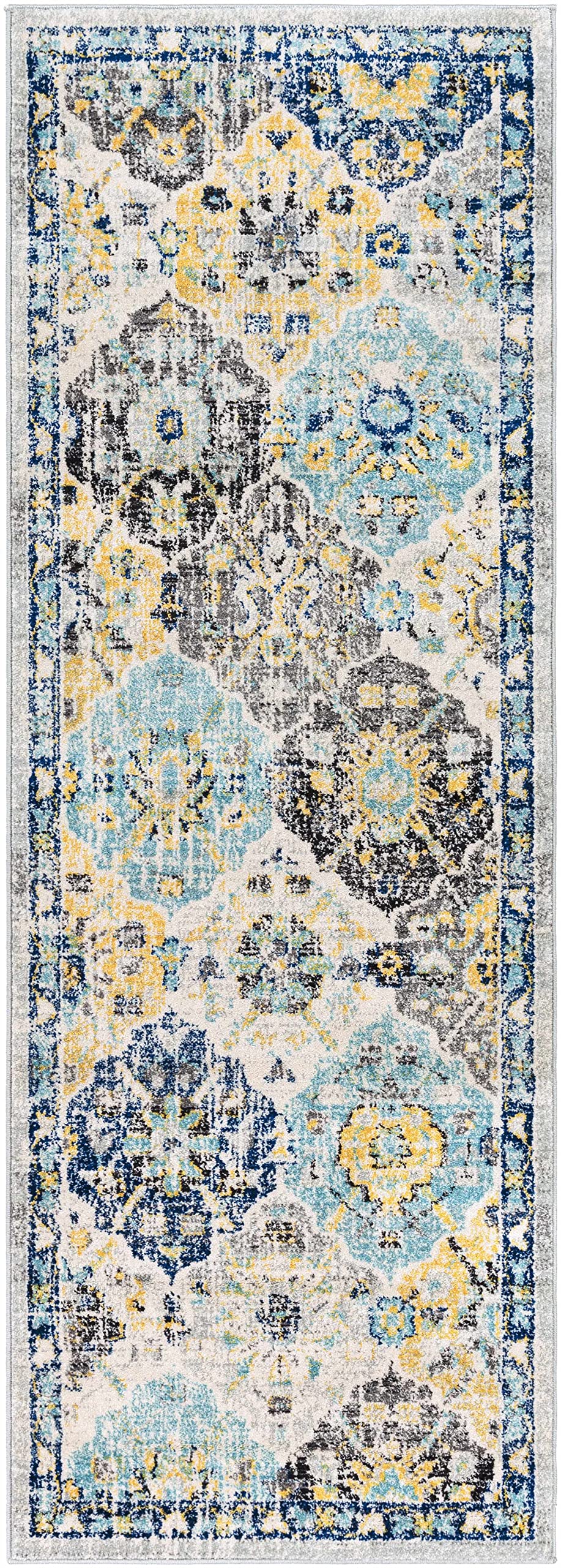 Hauteloom Leggett Traditional Area Rug 2' x 3' - Soft Gray, Black & Beige Living Room & Bedroom Rug - Perfect for Home Decor, Dorm & Office Spaces