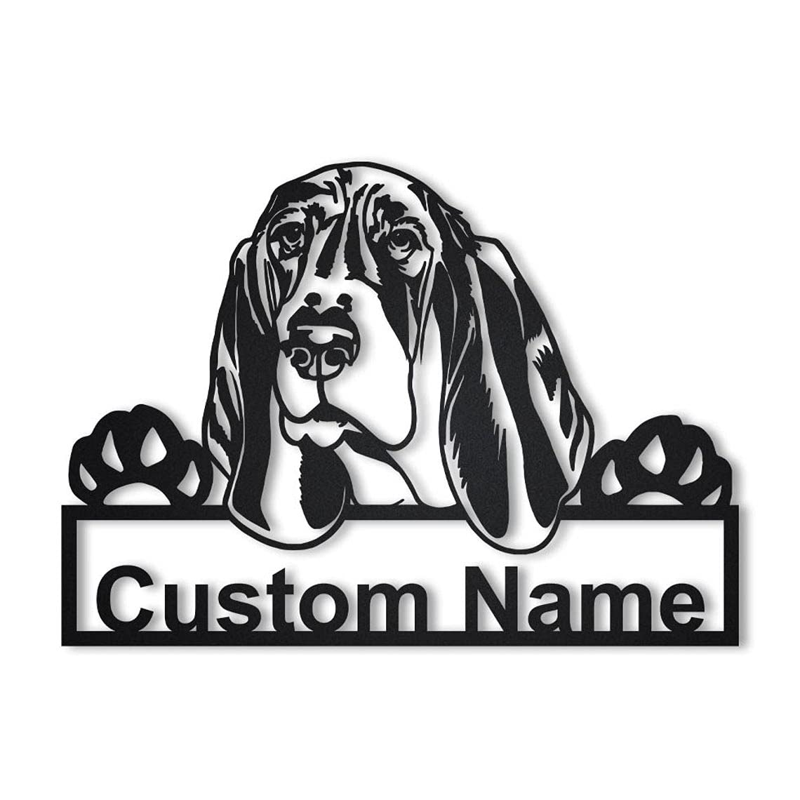 Custom Basset Hound Metal Sign - Personalized Dog Wall Art Decor | Funny Basset Hound Gift for Pet Lovers | Unique Animal-Themed Home & Office Decoration | Perfect for Living Room, Bedroom or Man Cave