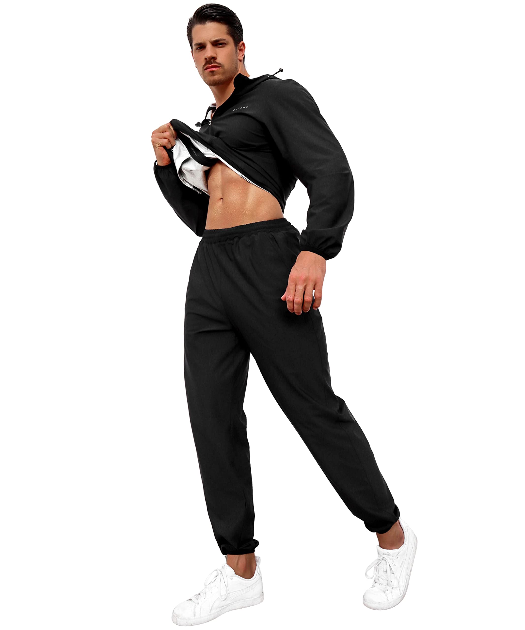 Men's Sauna Suit 2-Piece Set - Sweat Weight Loss Jacket & Pants for Gym Workout, Boxing & Fitness Training - Ideal for Intense Exercise, Detox & Fat Burning