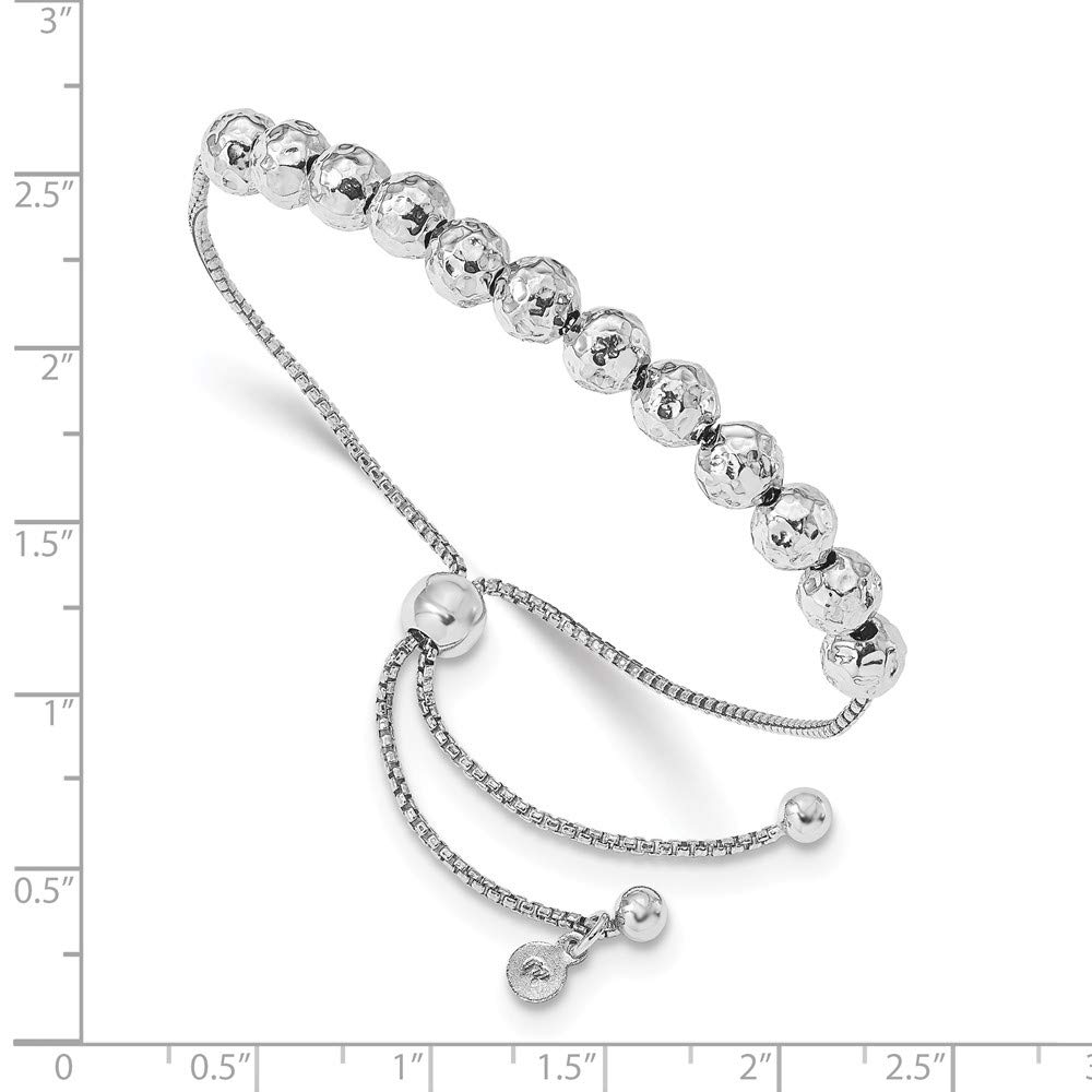 925 Sterling Silver Hammered Beaded Adjustable Bracelet with Secure Lobster Clasp - Elegant Boho Jewelry for Women, Perfect for Daily Wear, Parties & Gifts