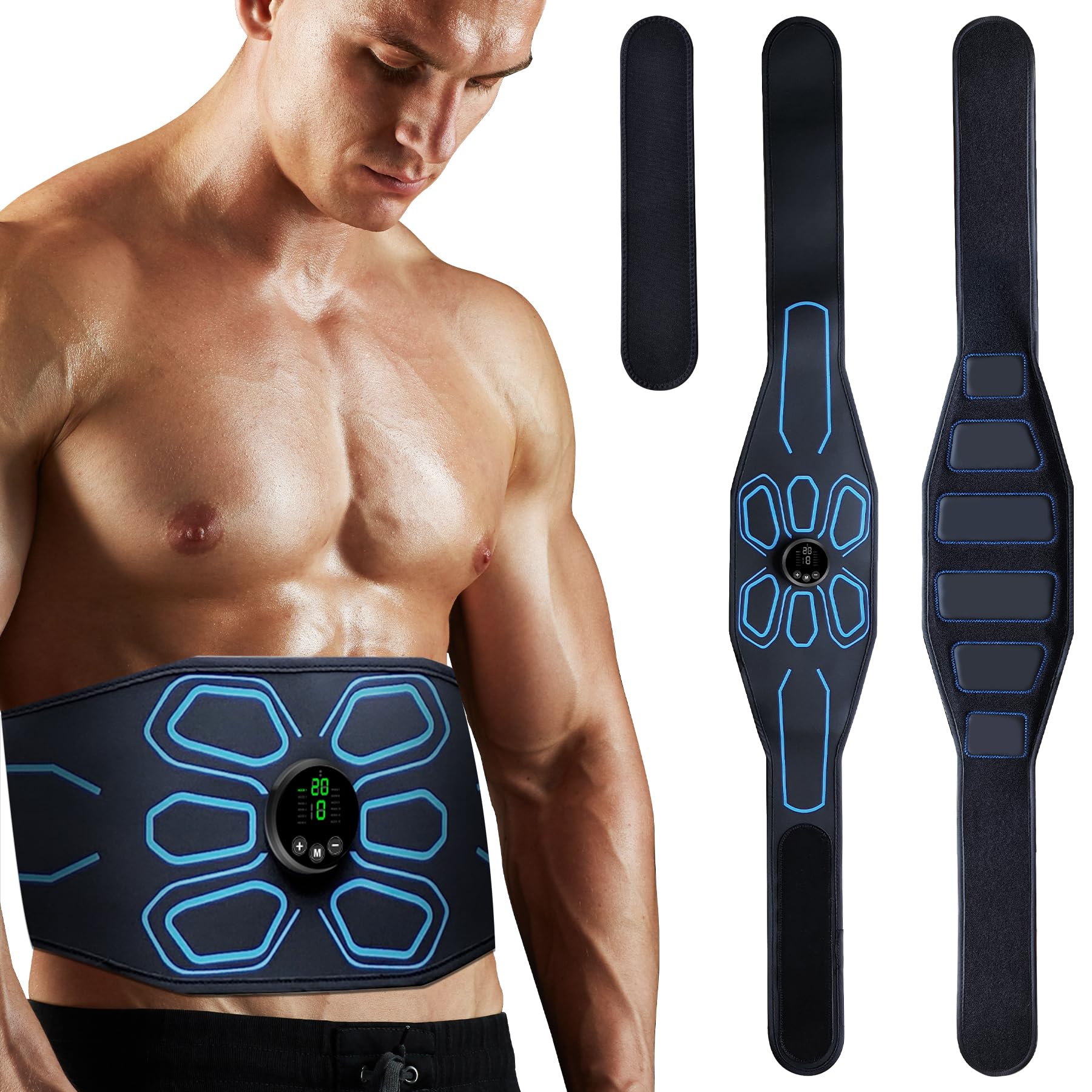 FDA Approved MHD TENS Muscle Stimulator - Electronic Ab Toner & Trainer for Abdomen, Muscle Stimulation & Activation - Home Gym Equipment for Core Workouts (Black) | Perfect for Home Fitness, Post-Workout Recovery & Physical Therapy