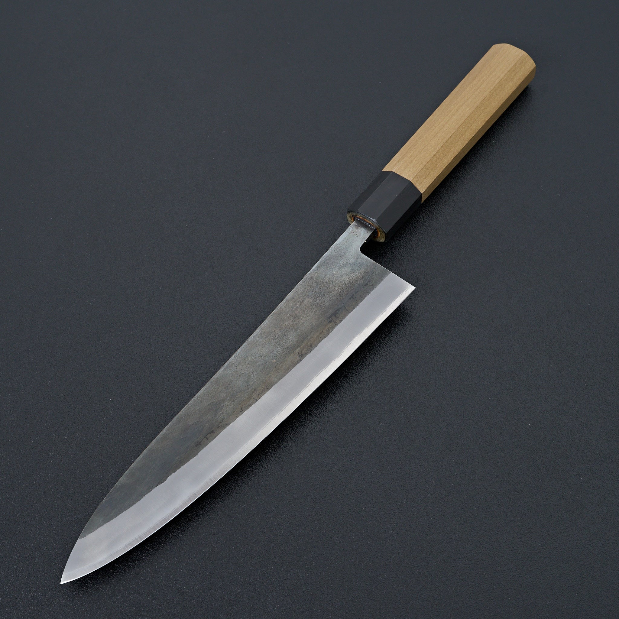 Hitohira TD Blue #2 Stainless Clad Kurouchi Gyuto 210mm Japanese Chef Knife with Ho Wood Handle - Perfect for Sushi, Meat Cutting & Professional Kitchen Use