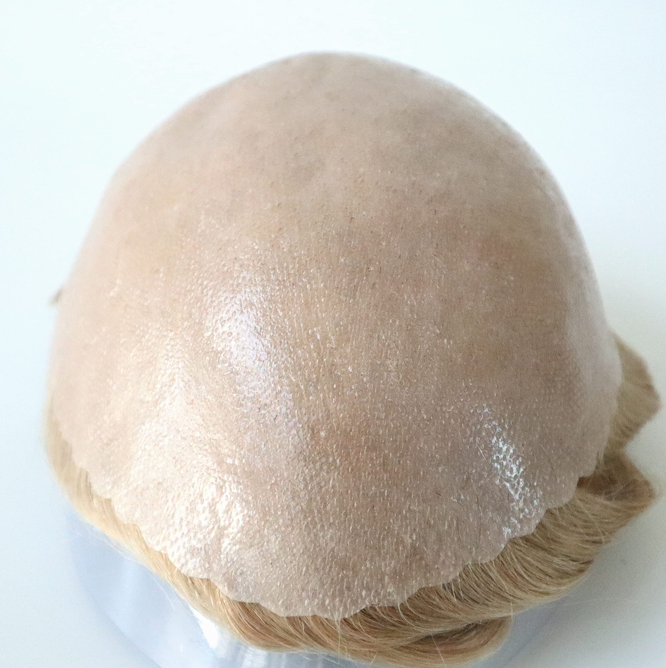 Men's Human Hair Toupee Wig - Real Hair Replacement System with Medium Skin V-Looped Scalloped Front & Natural Hairline (Blonde #22R) - Perfect for Daily Wear, Special Occasions & Hair Loss Solutions