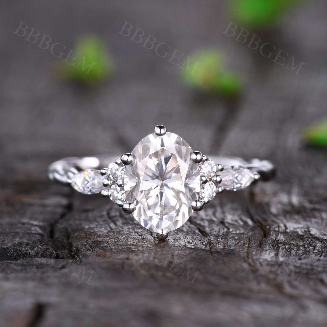 1.5CT Oval Cut Moissanite Engagement Ring with Marquise Accents - 14K/18K Twist Plain Gold Band Wedding Ring for Women, Perfect for Proposals, Anniversaries & Bridal Jewelry